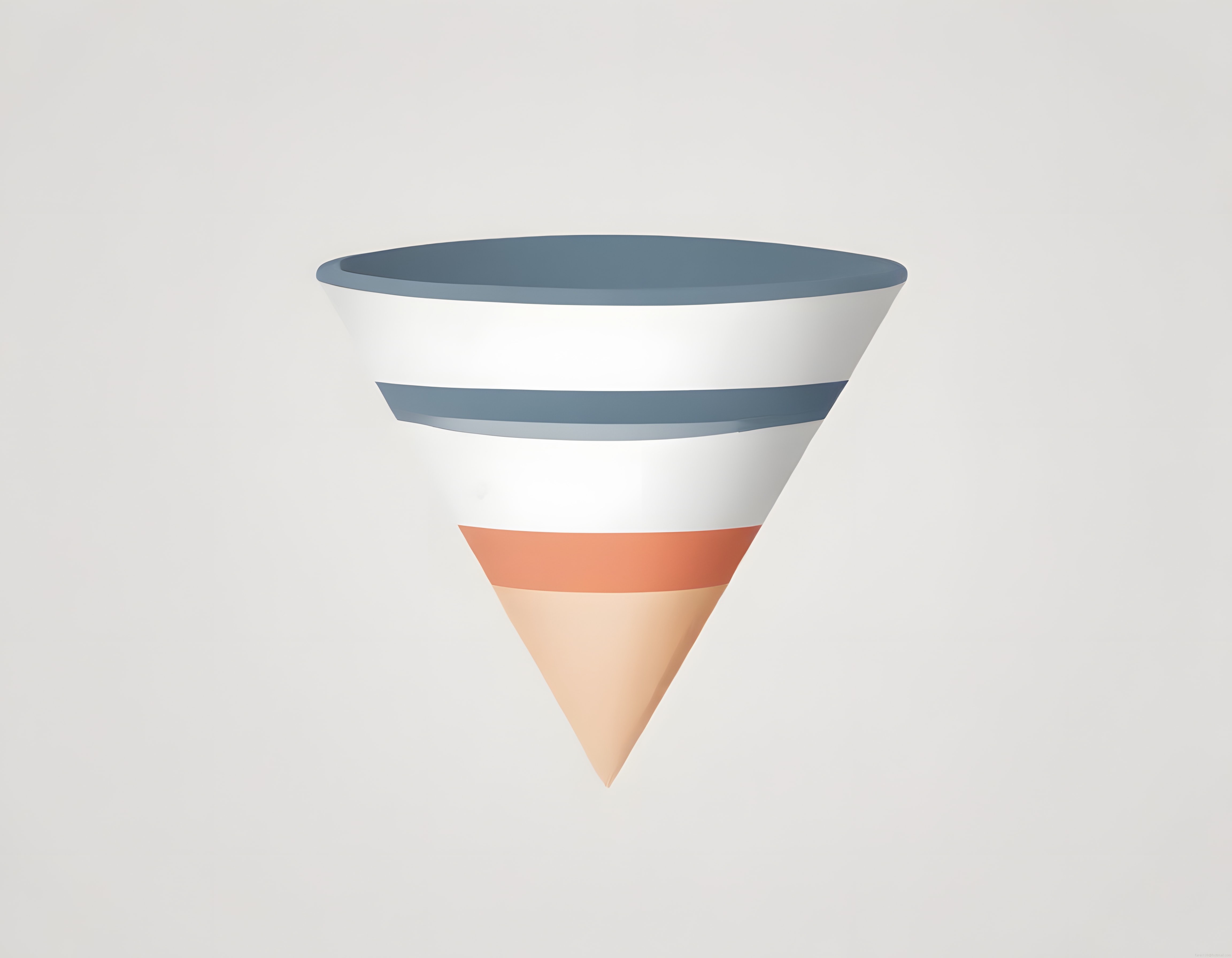 Minimalist Soyut 3D Huni: Geometrik Konik Form ve Pastel Mavi Turuncu Tonlar