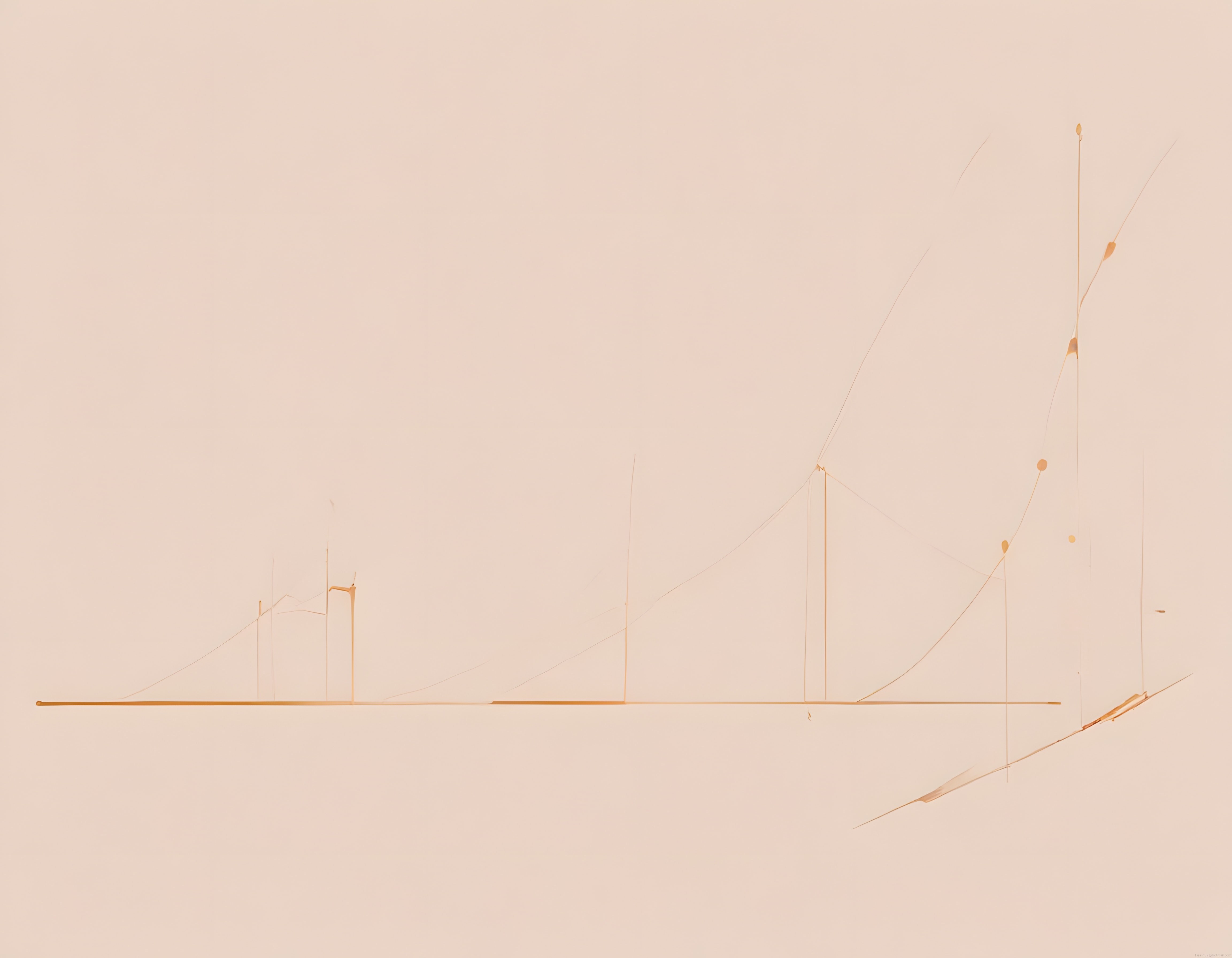 minimalist soyut çizim: bej zeminde altın rengi ince hatlar ve eğriler