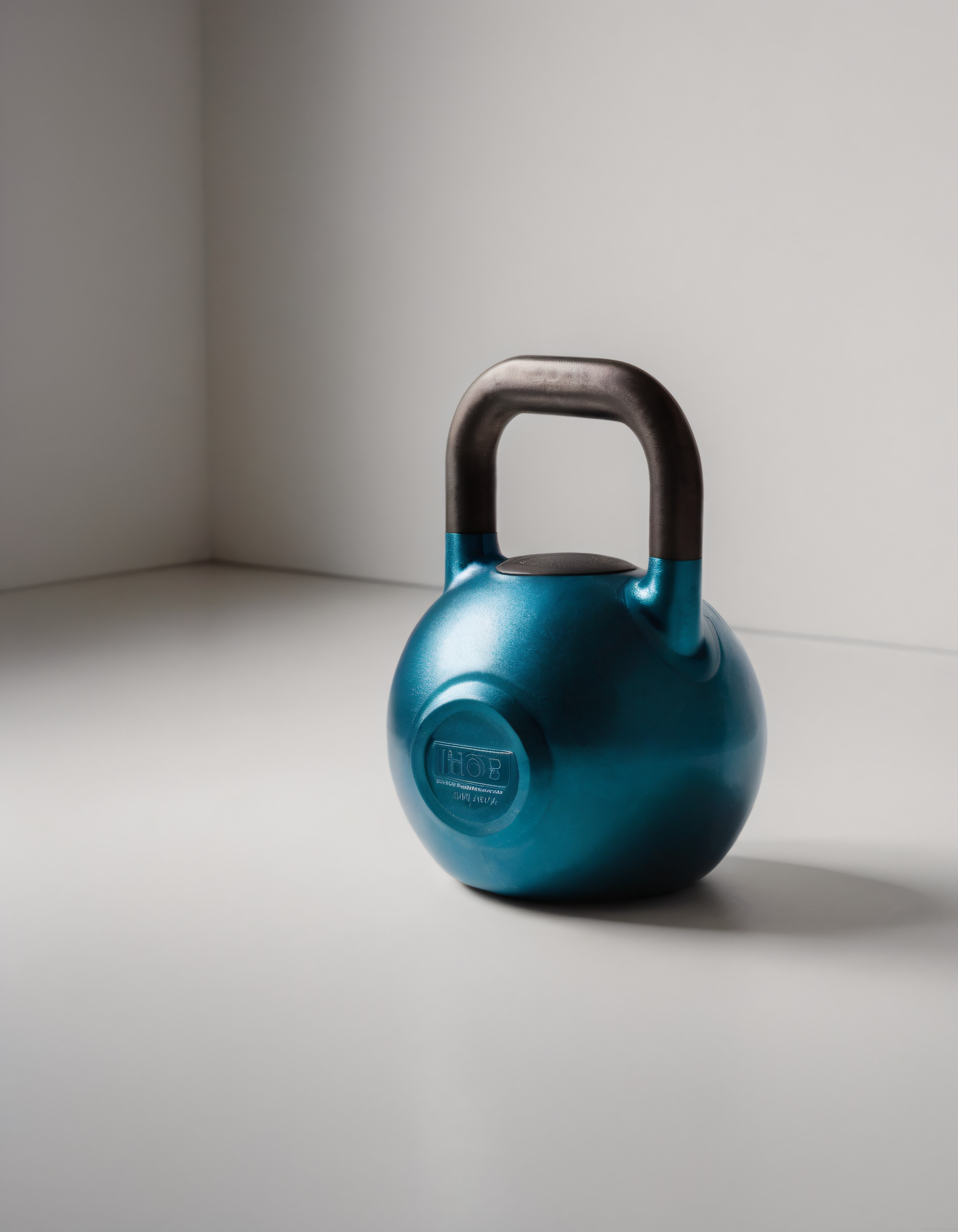 Minimalist Stüdyo Arka Planında Turkuaz Renkli Profesyonel Kettlebell Ağırlığı