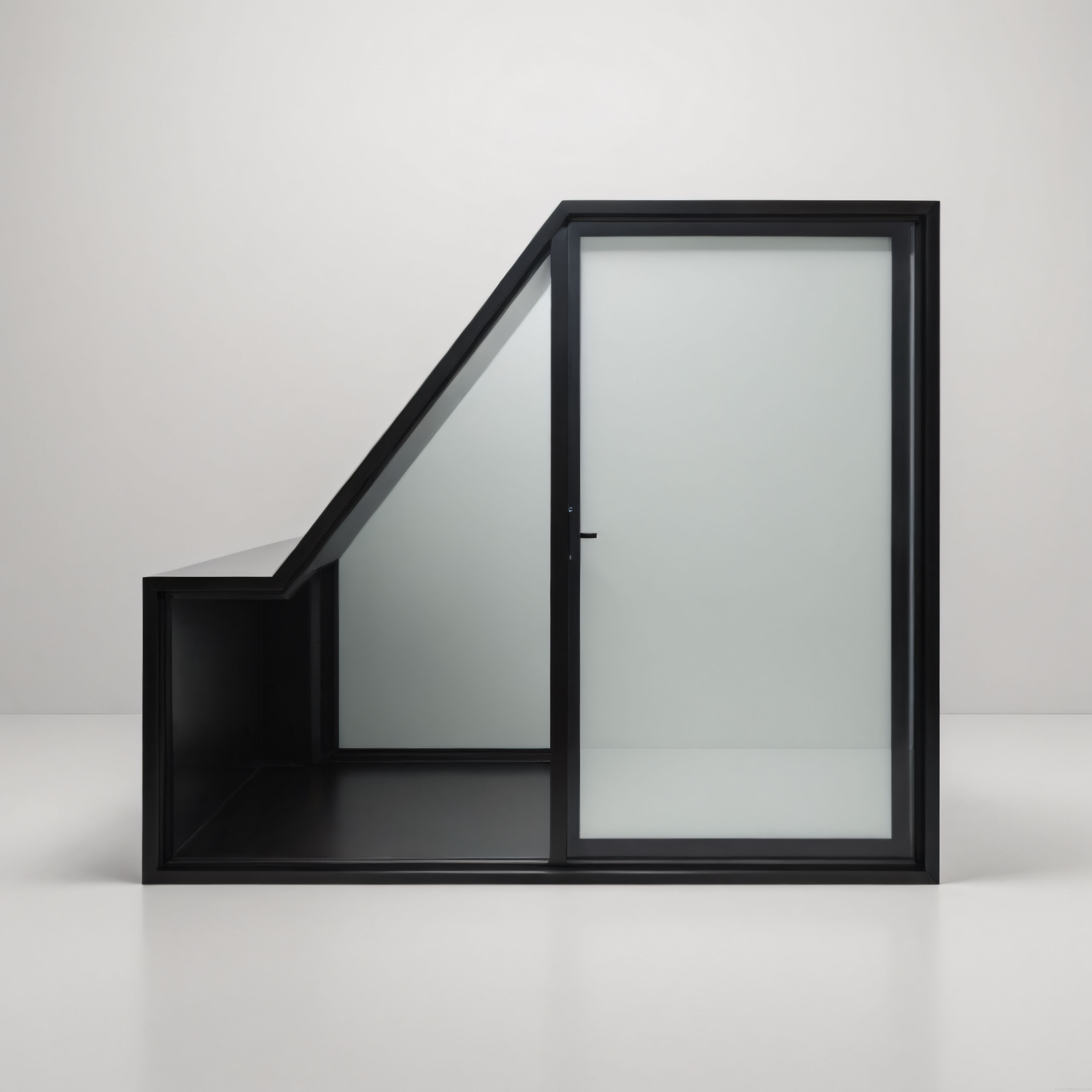 Minimalist Stüdyo Ortamında Geometrik Cam ve Metal Çerçeveli Modern Kapı