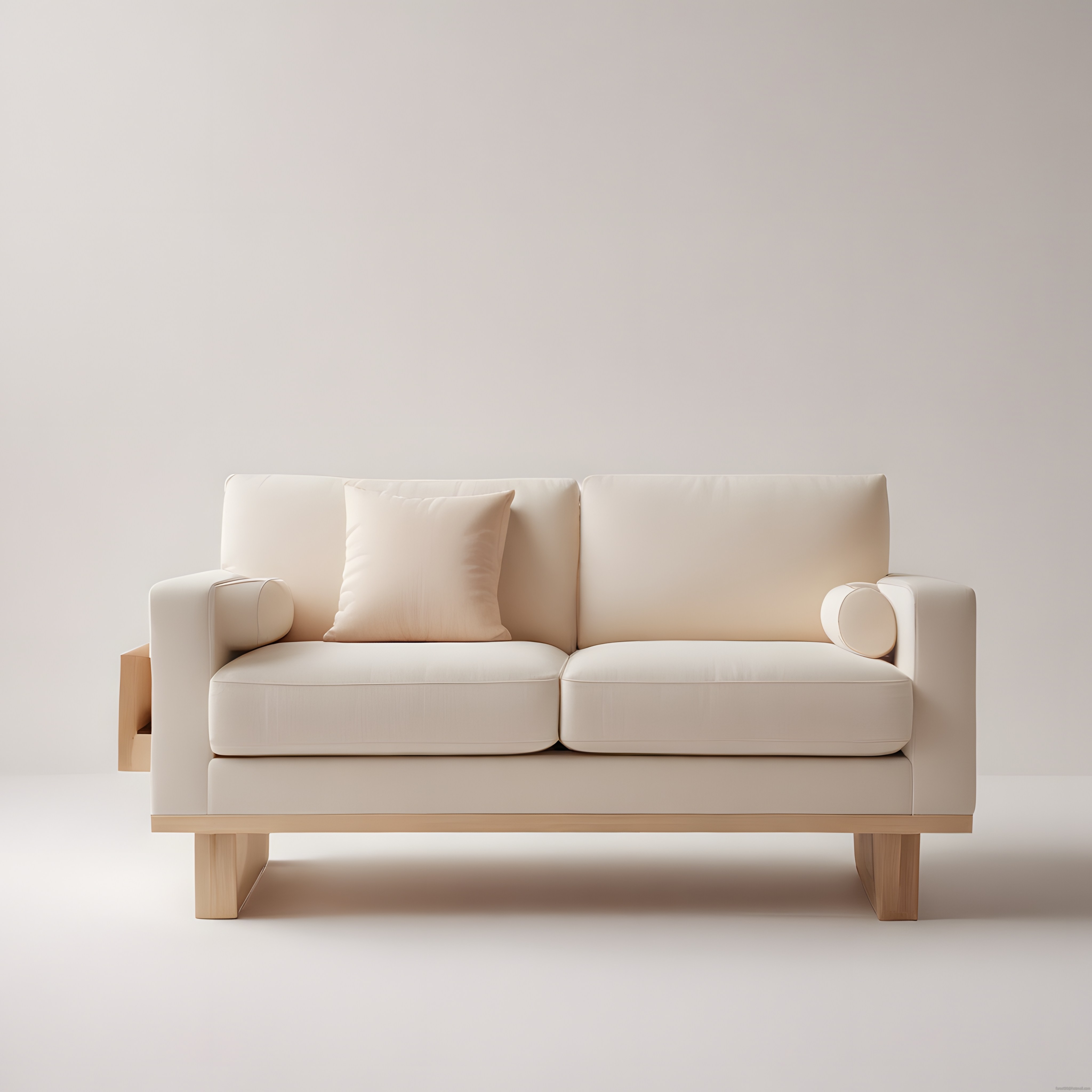 Minimalist Tasarım Krem Kanepe ve Ahşap Detaylarla Sıcak Salon Atmosferi