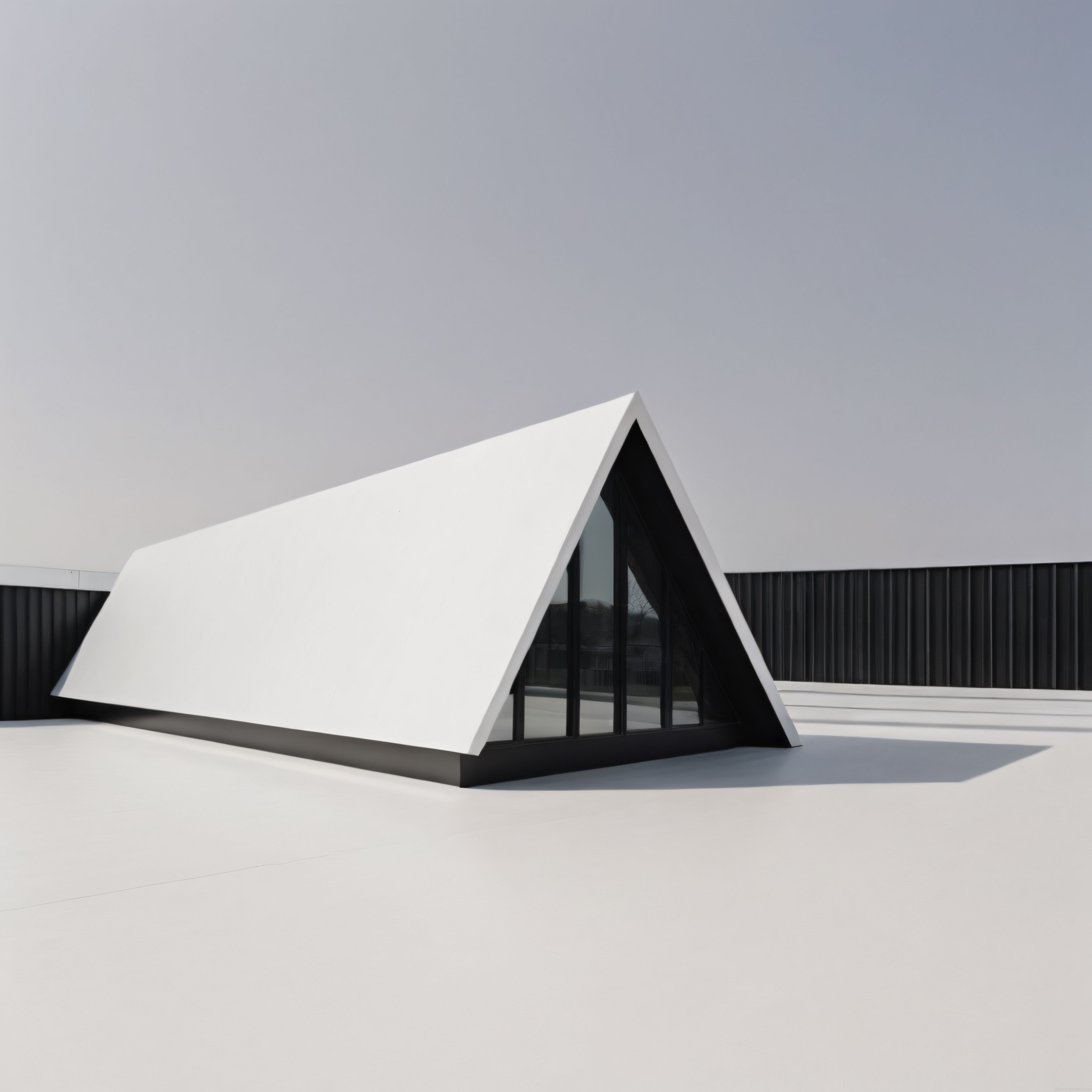 Minimalist Üçgen Çatılı Modern Yapıda Siyah Beyazın Keskin Mimari Uyumu