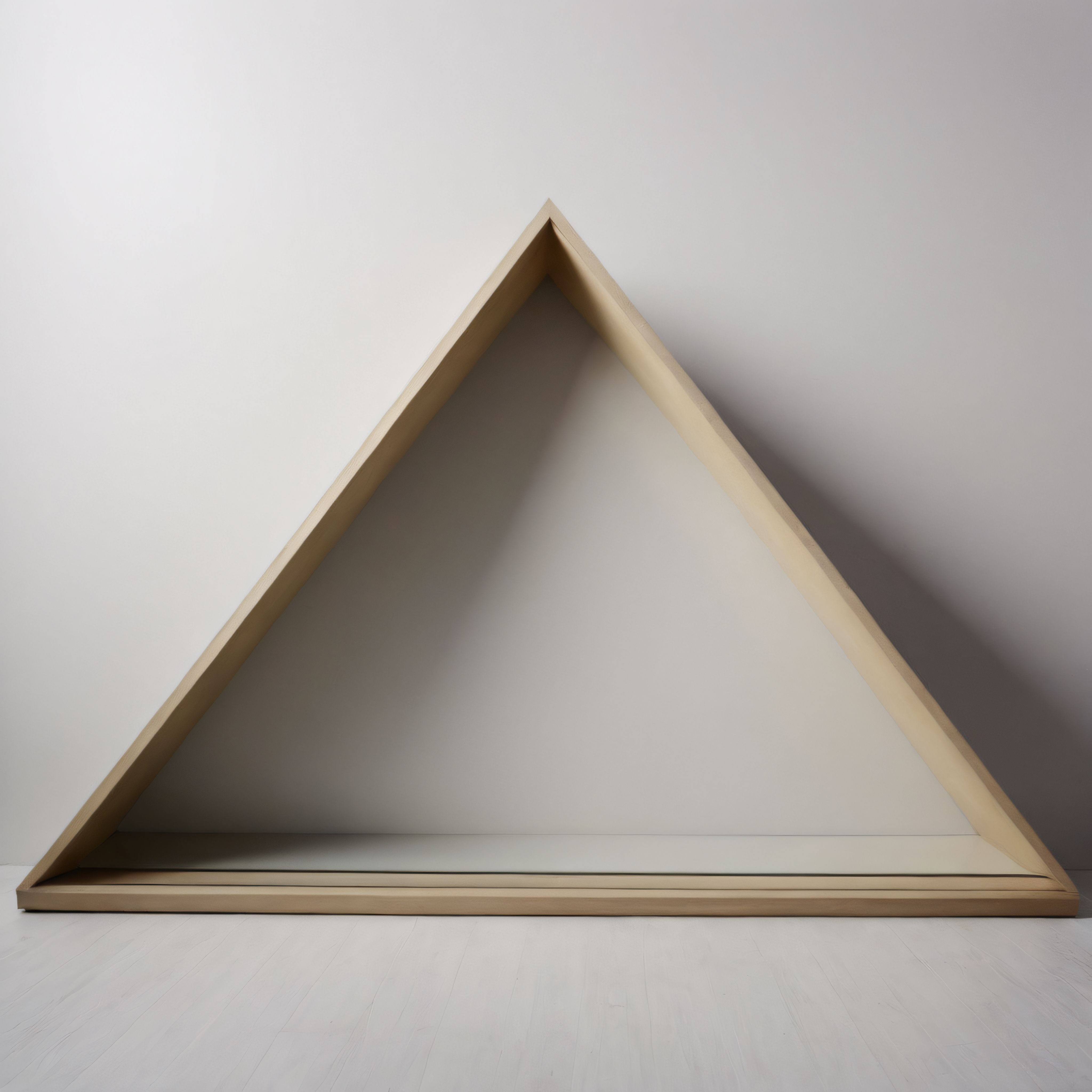 Minimalist Üçgen Çerçeve ve Beyaz Stüdyo Arkaplanıyla Modern Sanat Kompozisyonu