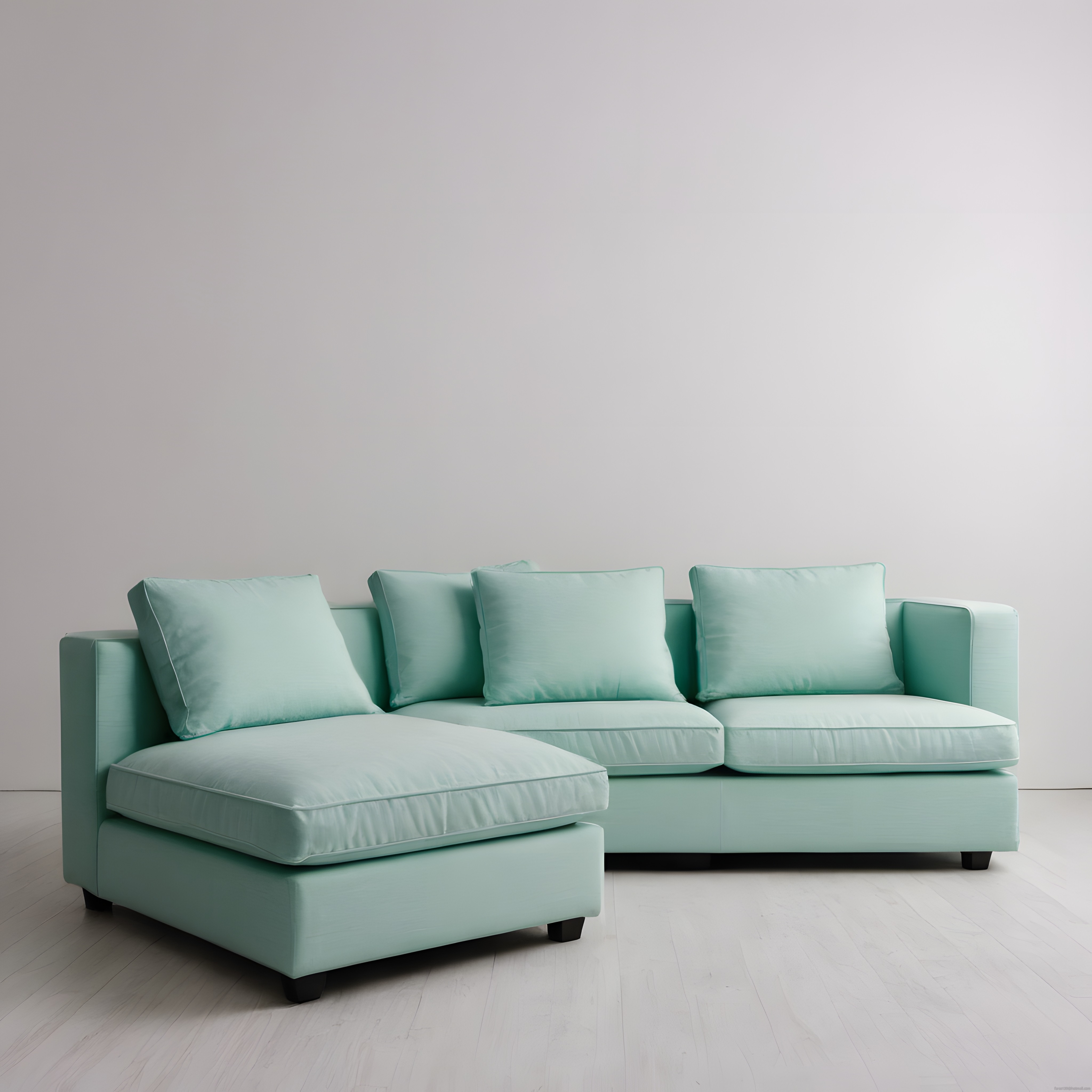Mint Yeşili Modern Köşe Koltuk ve Ferah Beyaz Salon Dekorasyonu