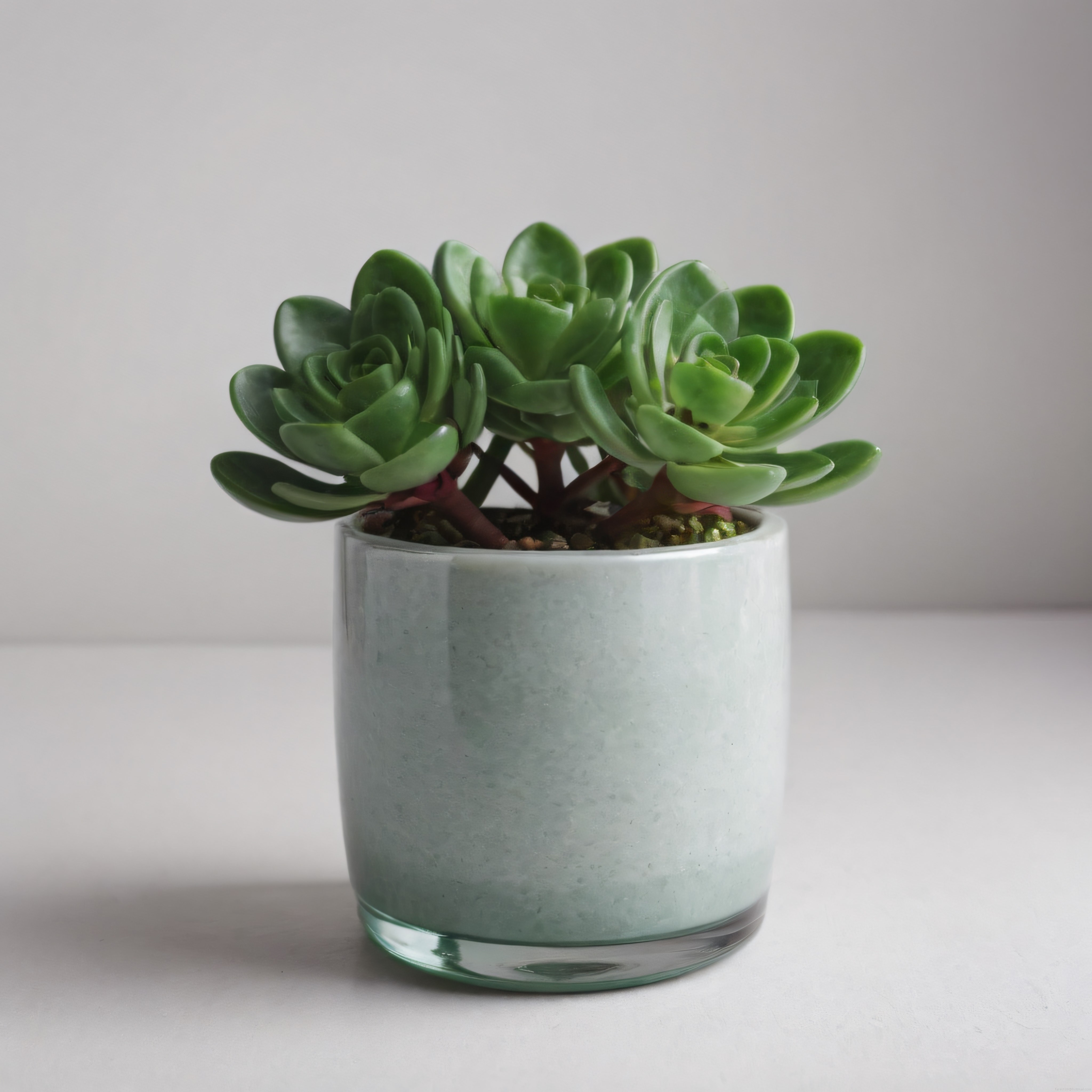 Mint Yeşili Saksıda Parlak Yapraklı Crassula Sukulent Bitki Dekorasyonu
