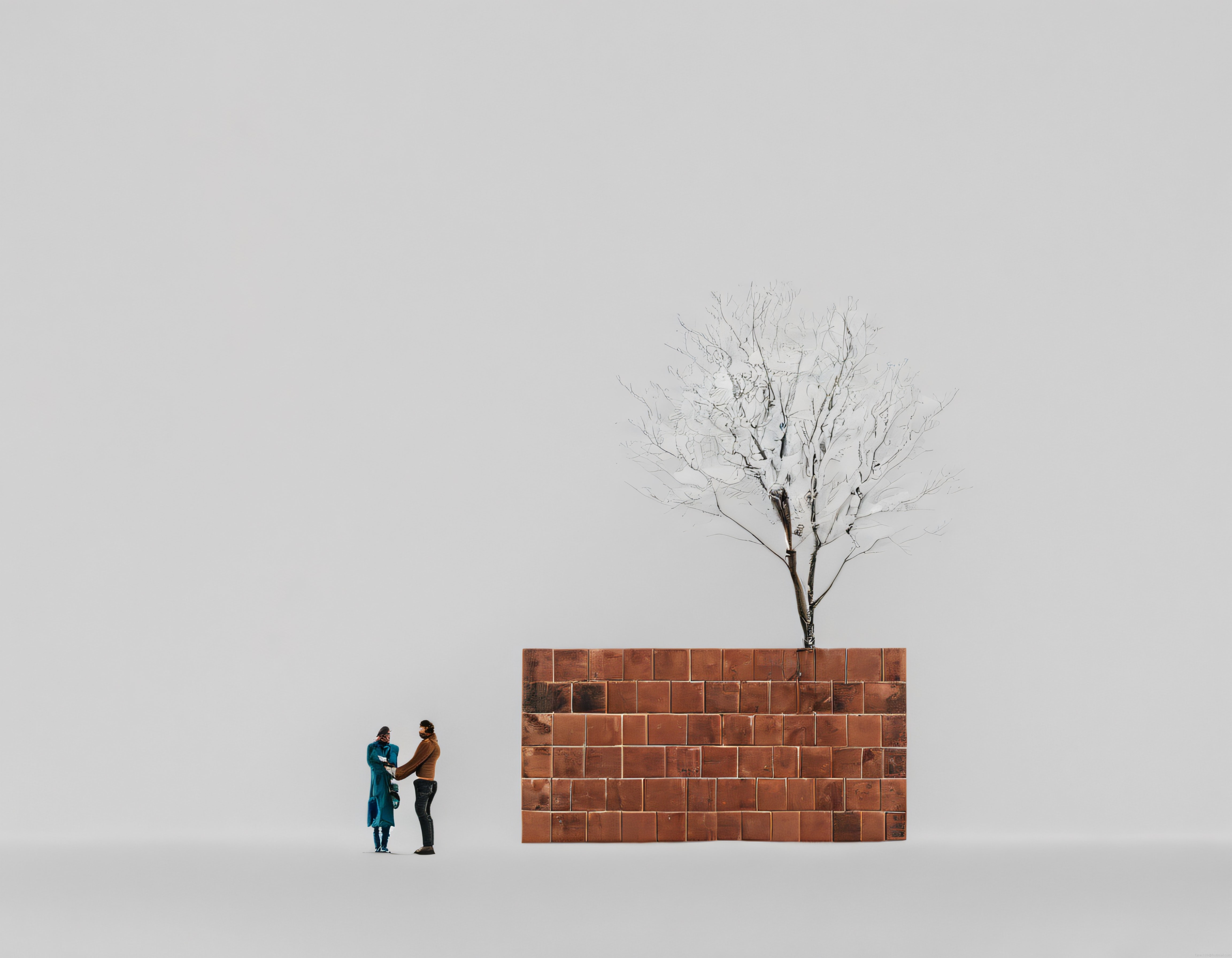 Minyatür İnsanlar ve Yalnız Ağaç: Minimalist Konsept Fotoğraf Sanatı