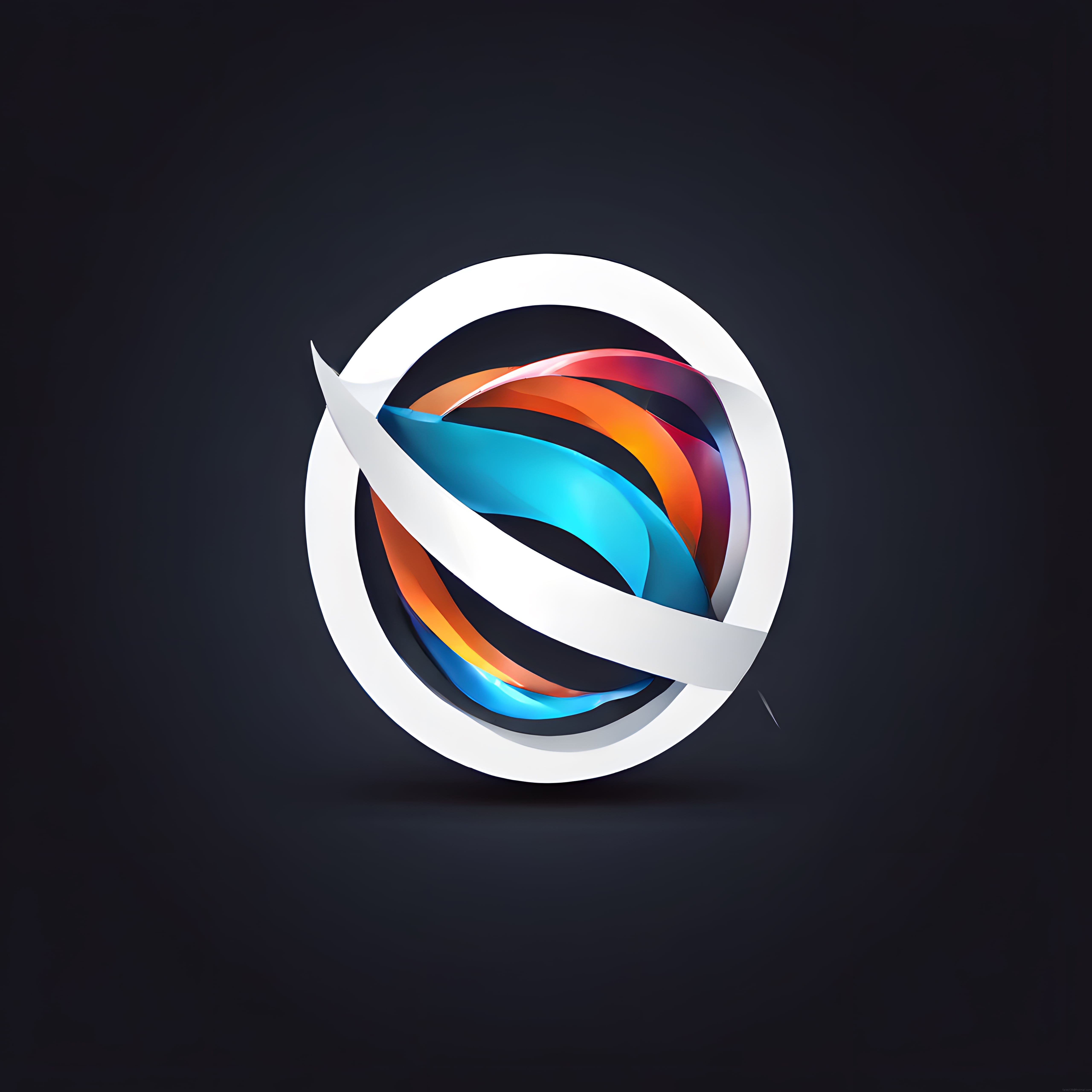 modern 3d logo tasarımı: mavi ve turuncu parlayan soyut geometrik şeritler