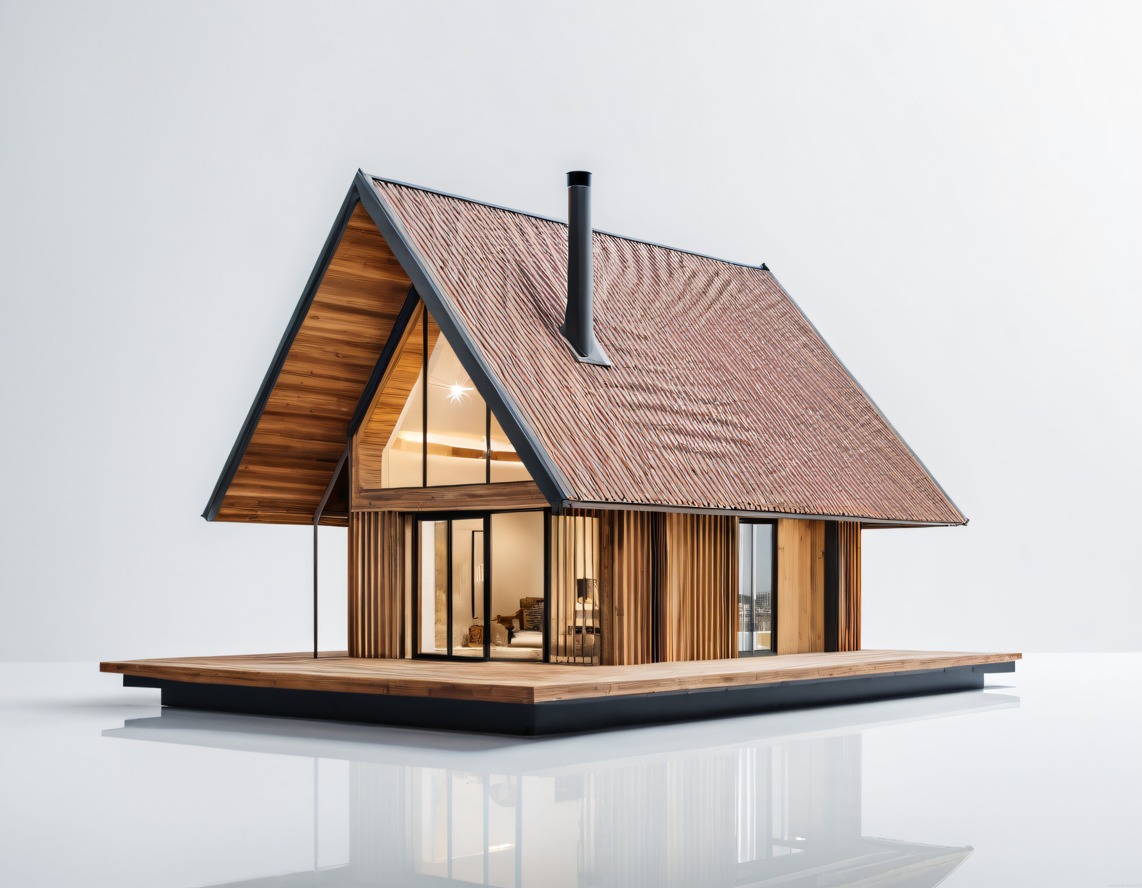 Modern ahşap a çatılı dağ evi tasarımı ve minimalist mimari detaylar