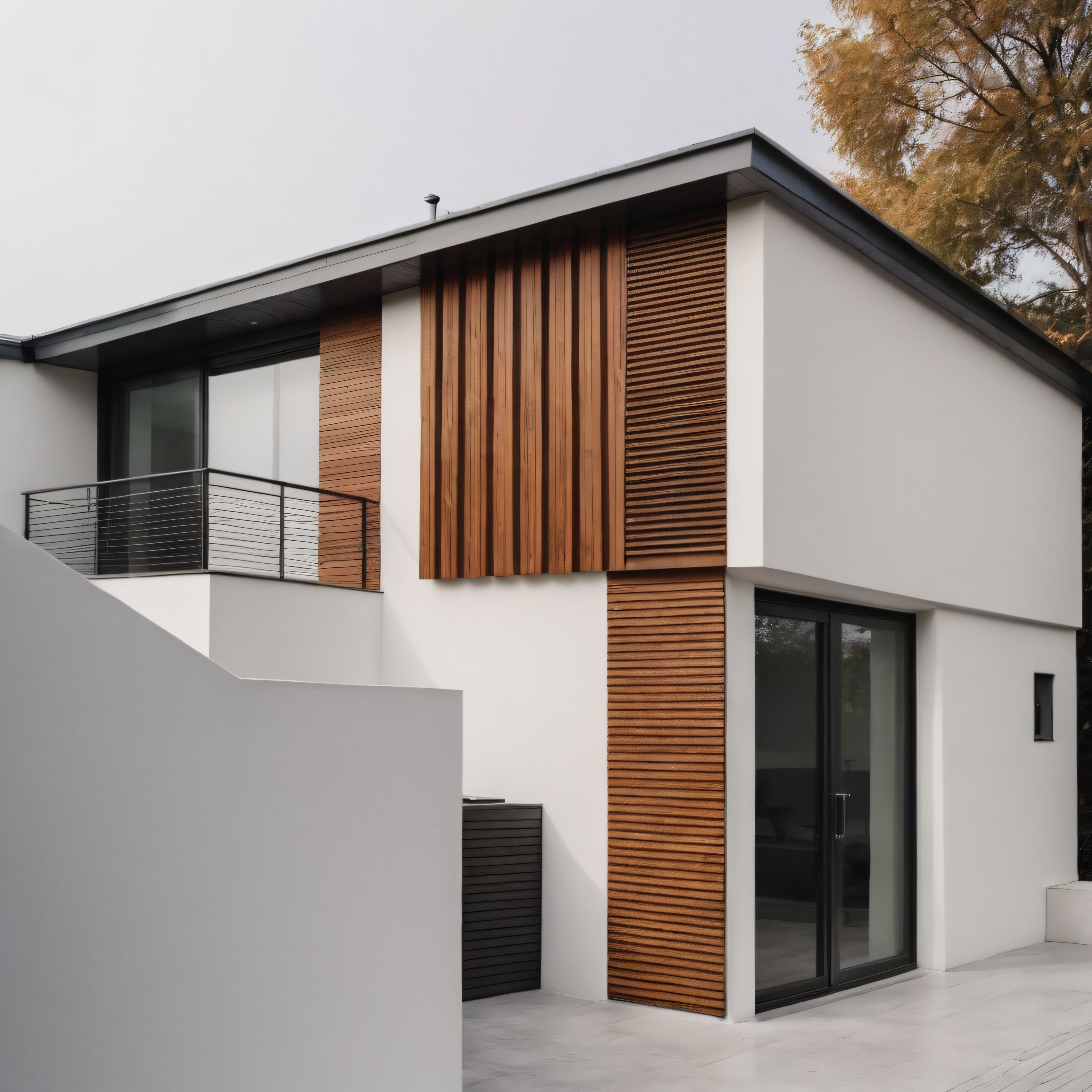 Modern Ahşap ve Beyaz Cephe Detaylarıyla Minimalist Villa Tasarımı