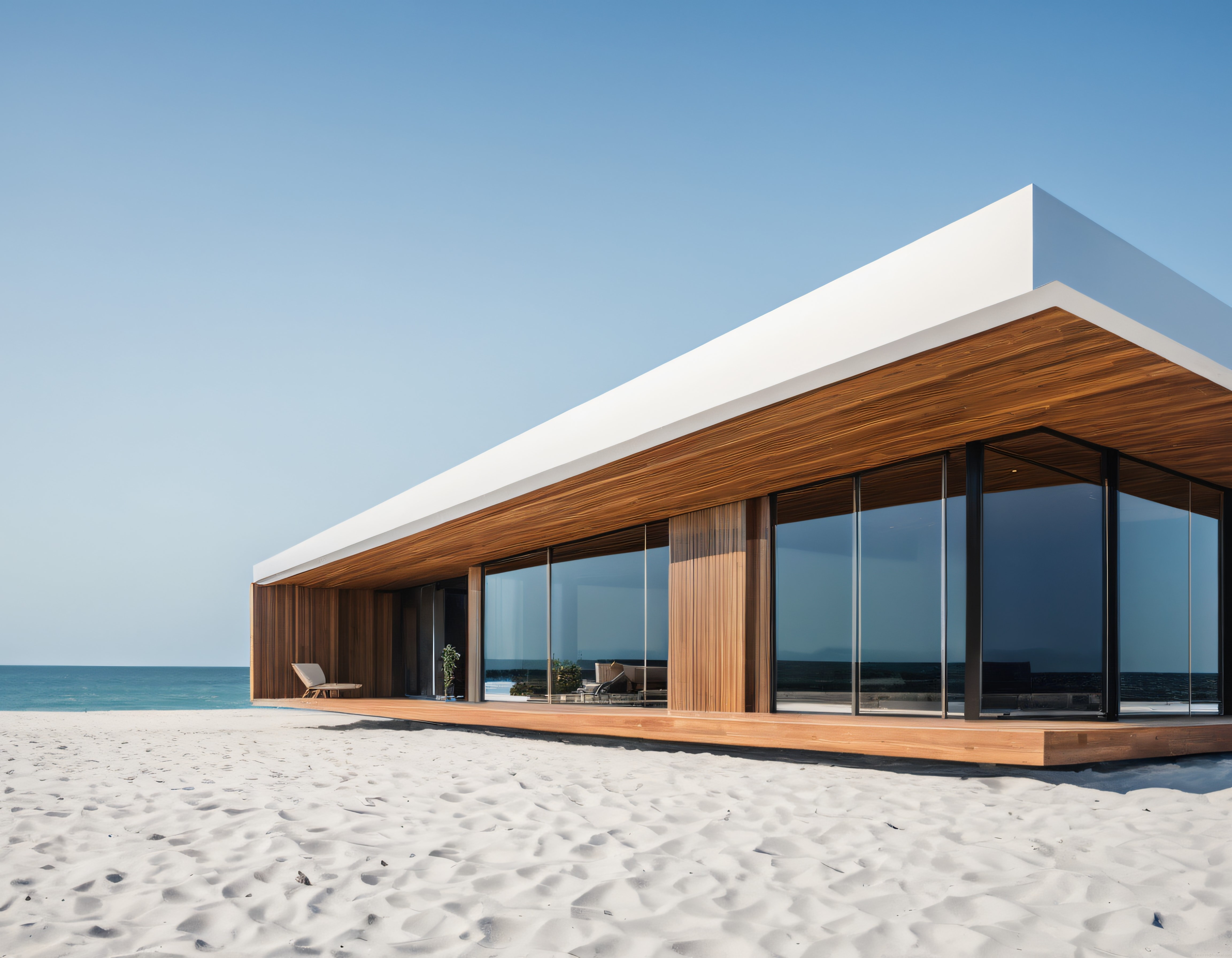 Modern Ahşap ve Cam Detaylı Plaj Evi: Sahildeki Minimalist Yaşam