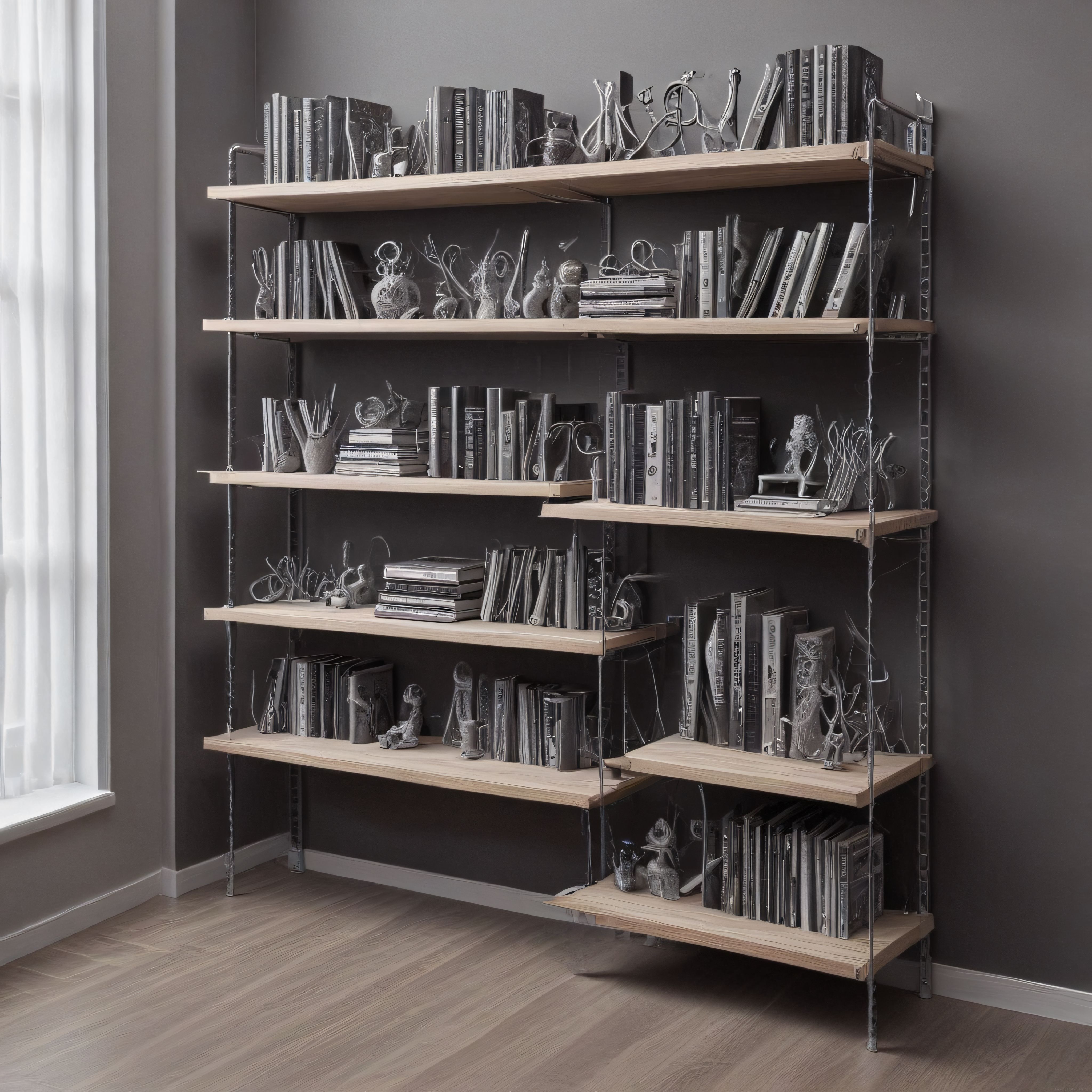 Modern Asimetrik Kitaplık Tasarımı ve Minimalist İç Mekan Dekorasyonu