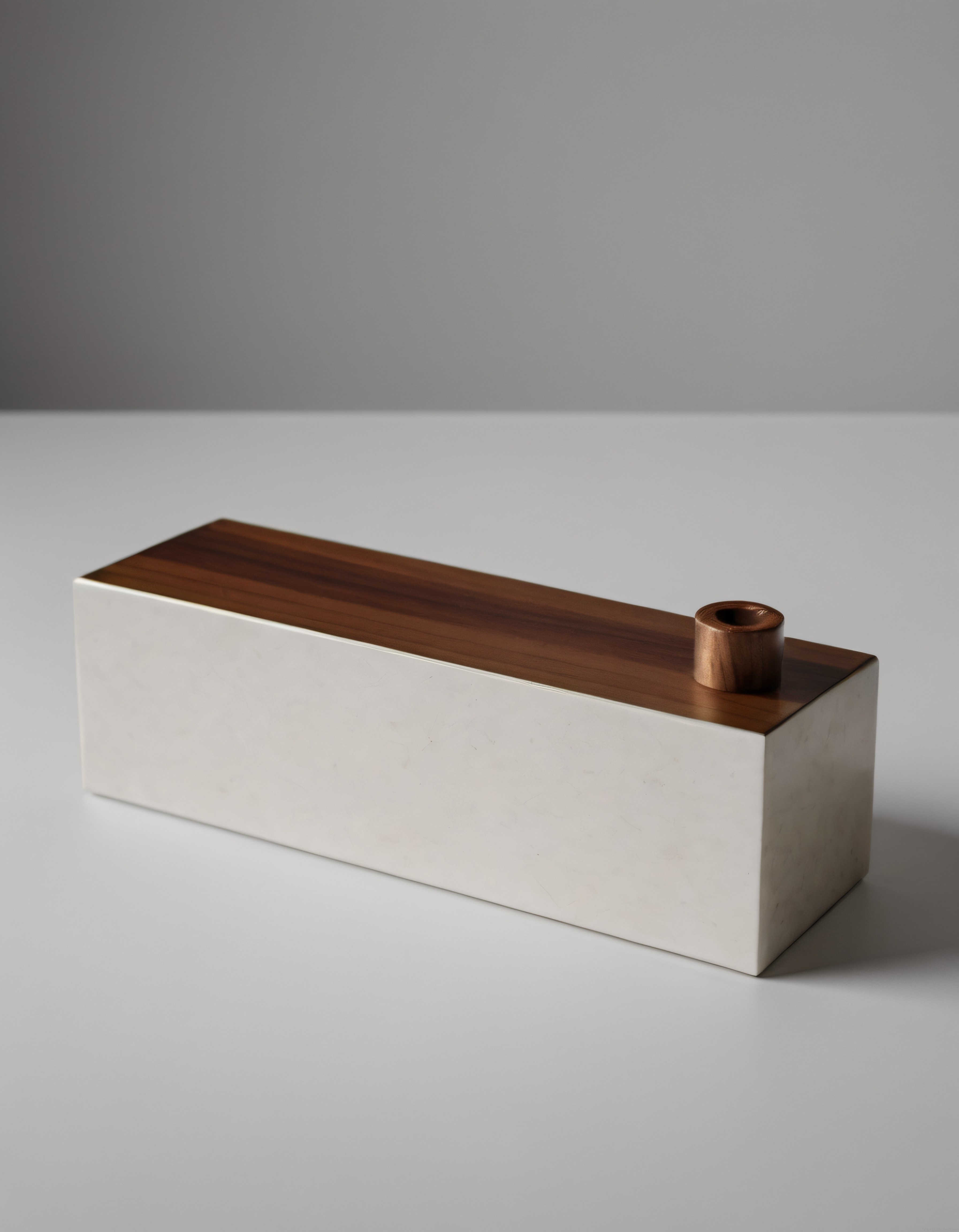 Modern Beton ve Ahşap Kapaklı Minimalist Mumluk Dekorasyon Objesi