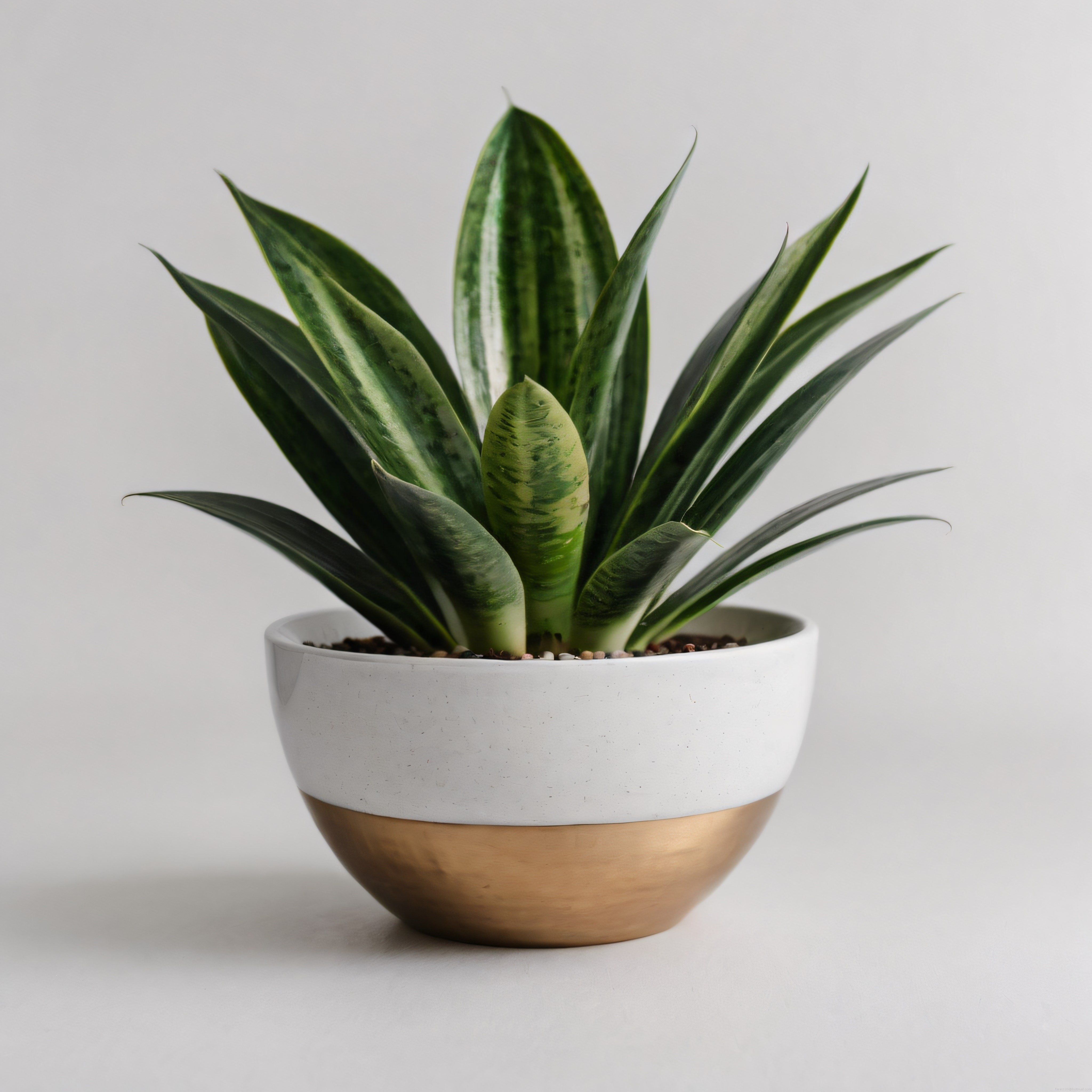 Modern Beyaz Altın Saksıda Paşa Kılıcı ile Minimalist İç Mekan Dekorasyonu