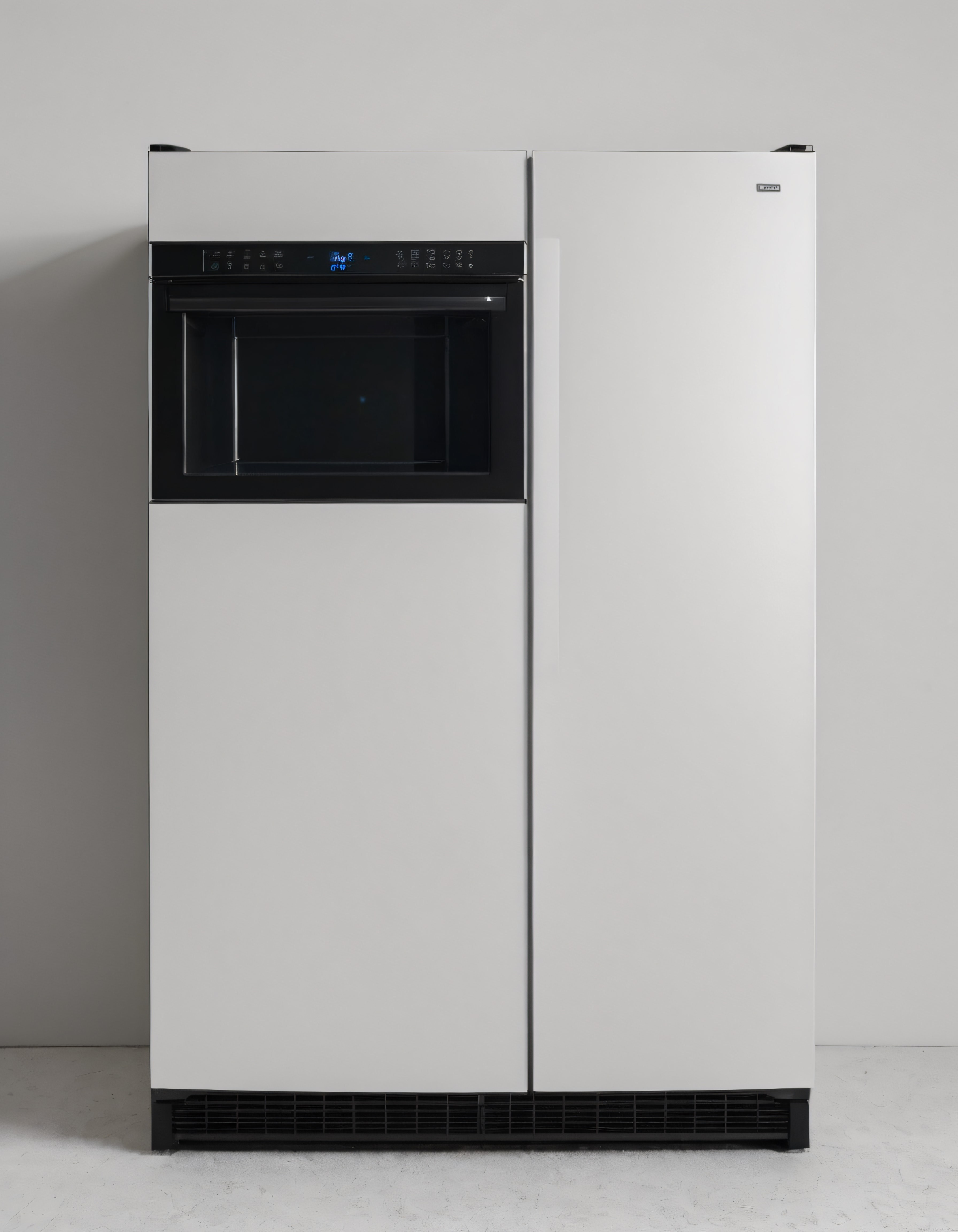 Modern Beyaz Ankastre Fırın ve Gardırop Buzdolabı ile Minimalist Mutfak