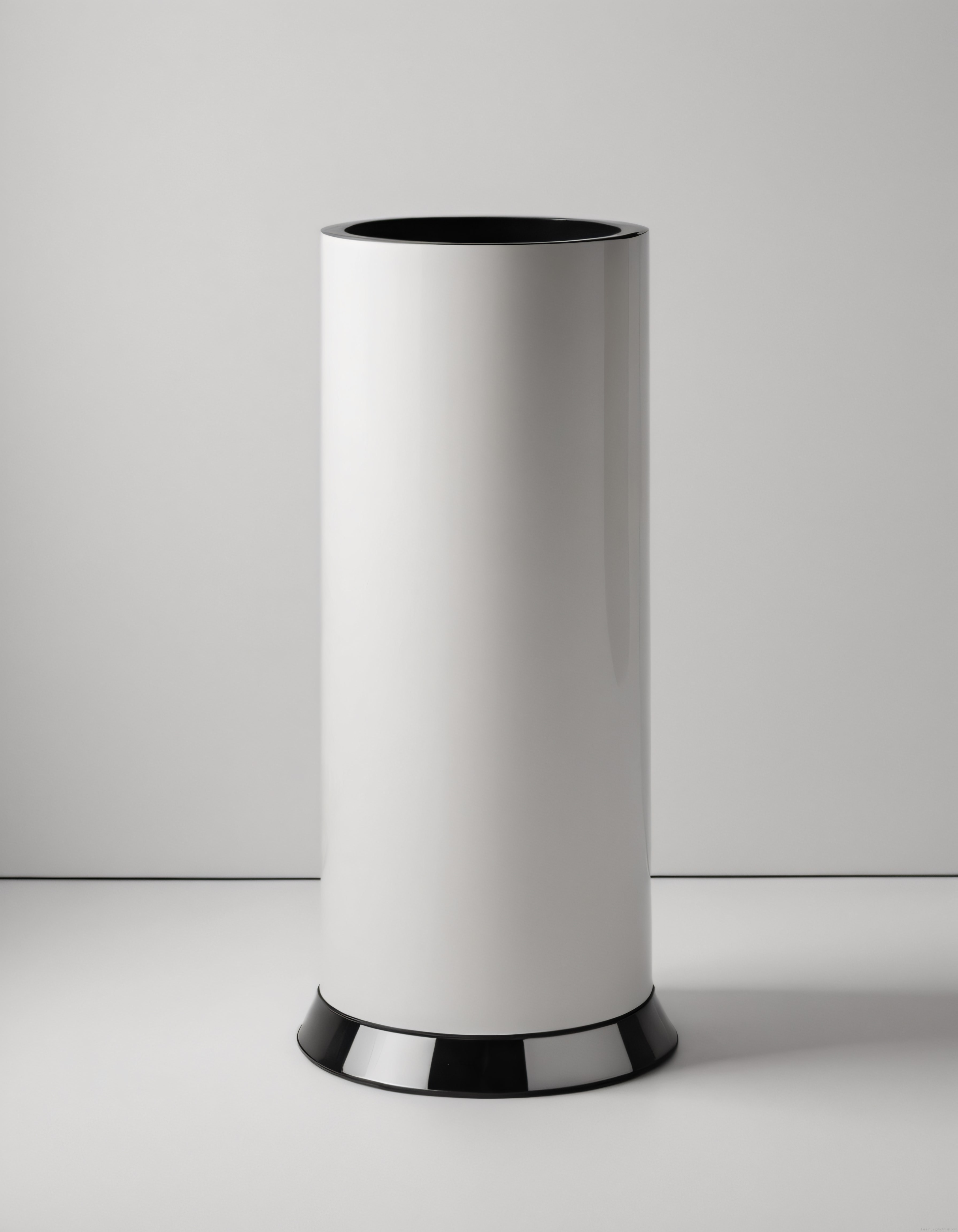 Modern Beyaz Çöp Kovası Parlak Siyah Detaylı Minimalist Ofis Banyo Dekoru