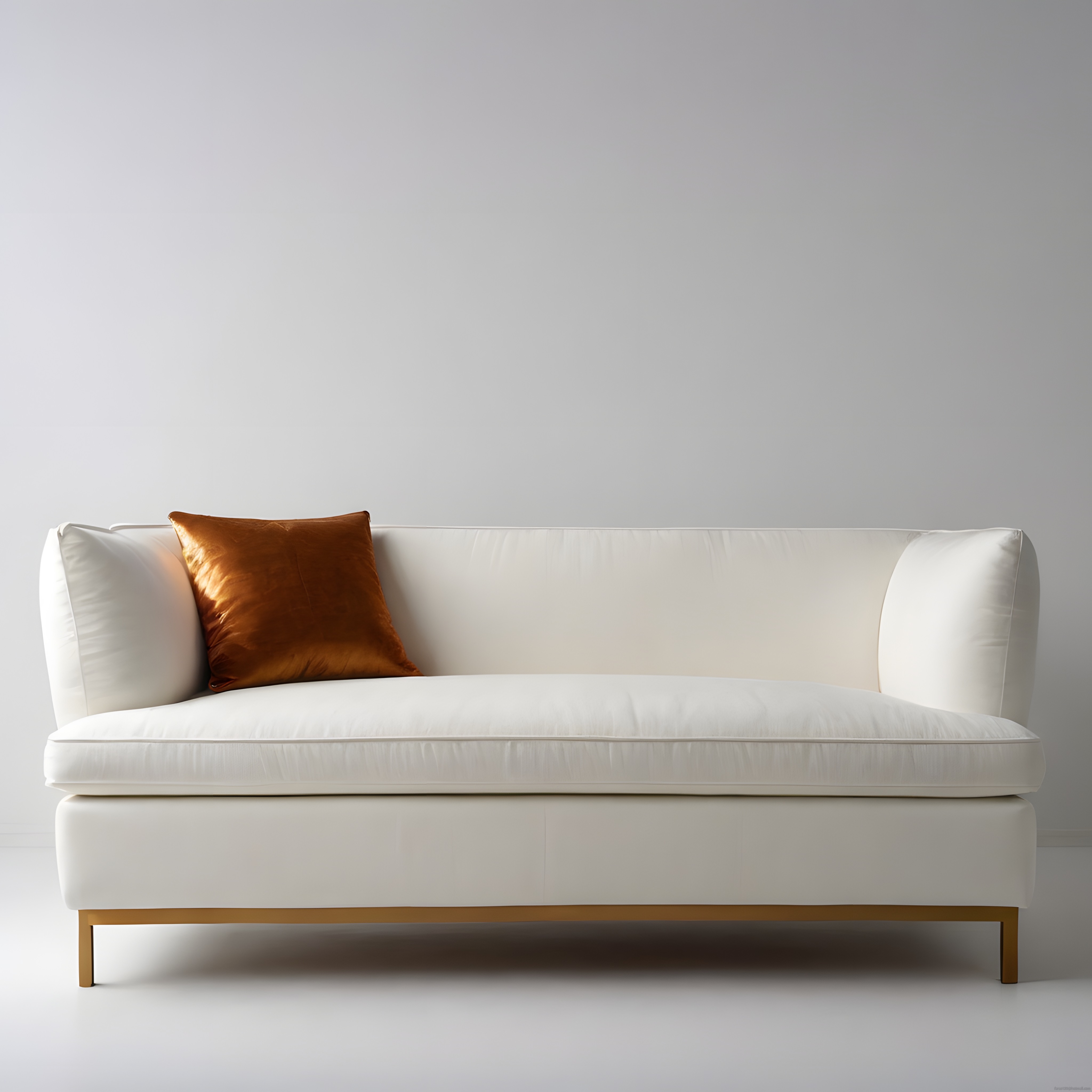 Modern Beyaz Kanepe ve Bakır Yastık ile Minimalist Dekorasyon