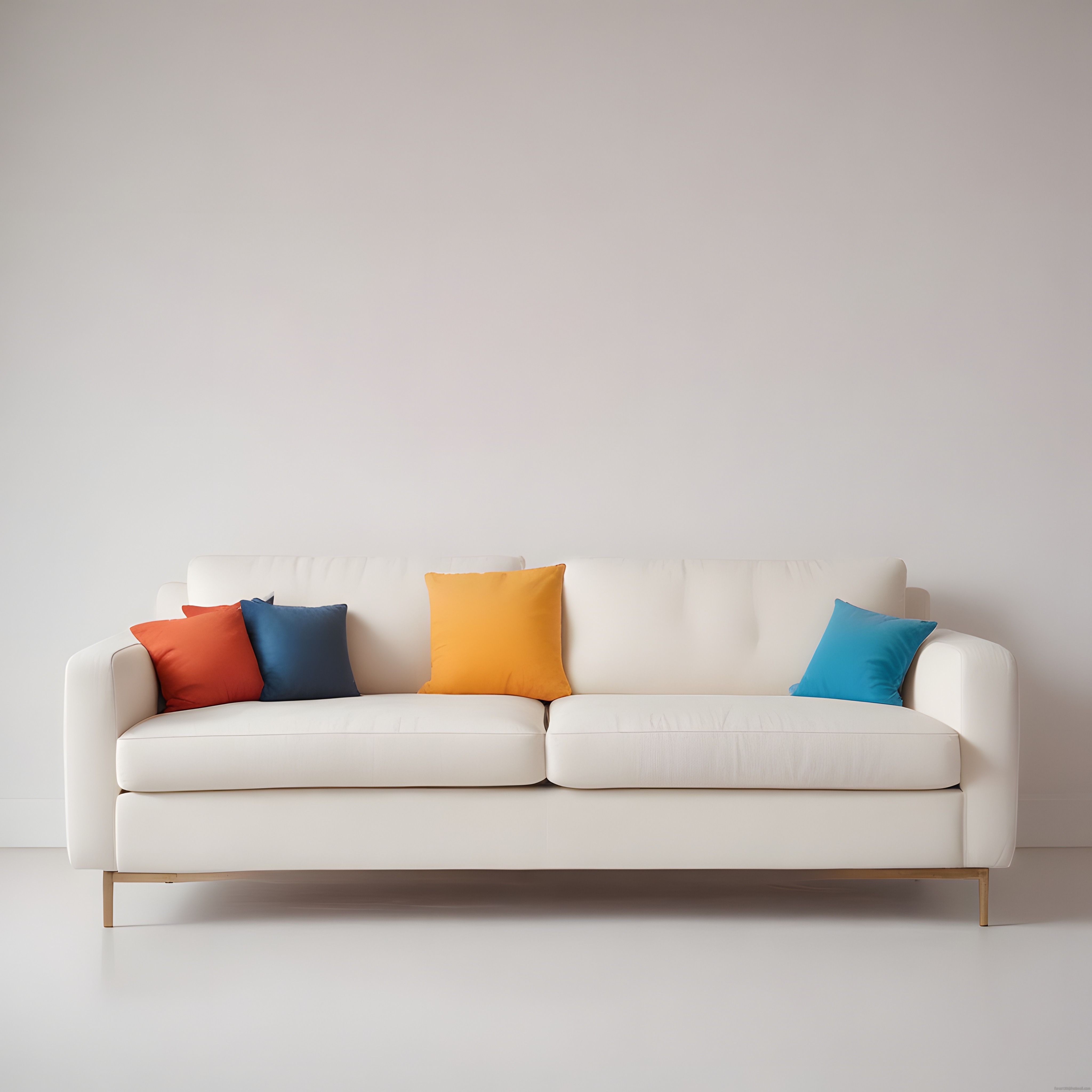 Modern Beyaz Kanepe ve Renkli Yastıklarla Minimalist Dekorasyon Örneği