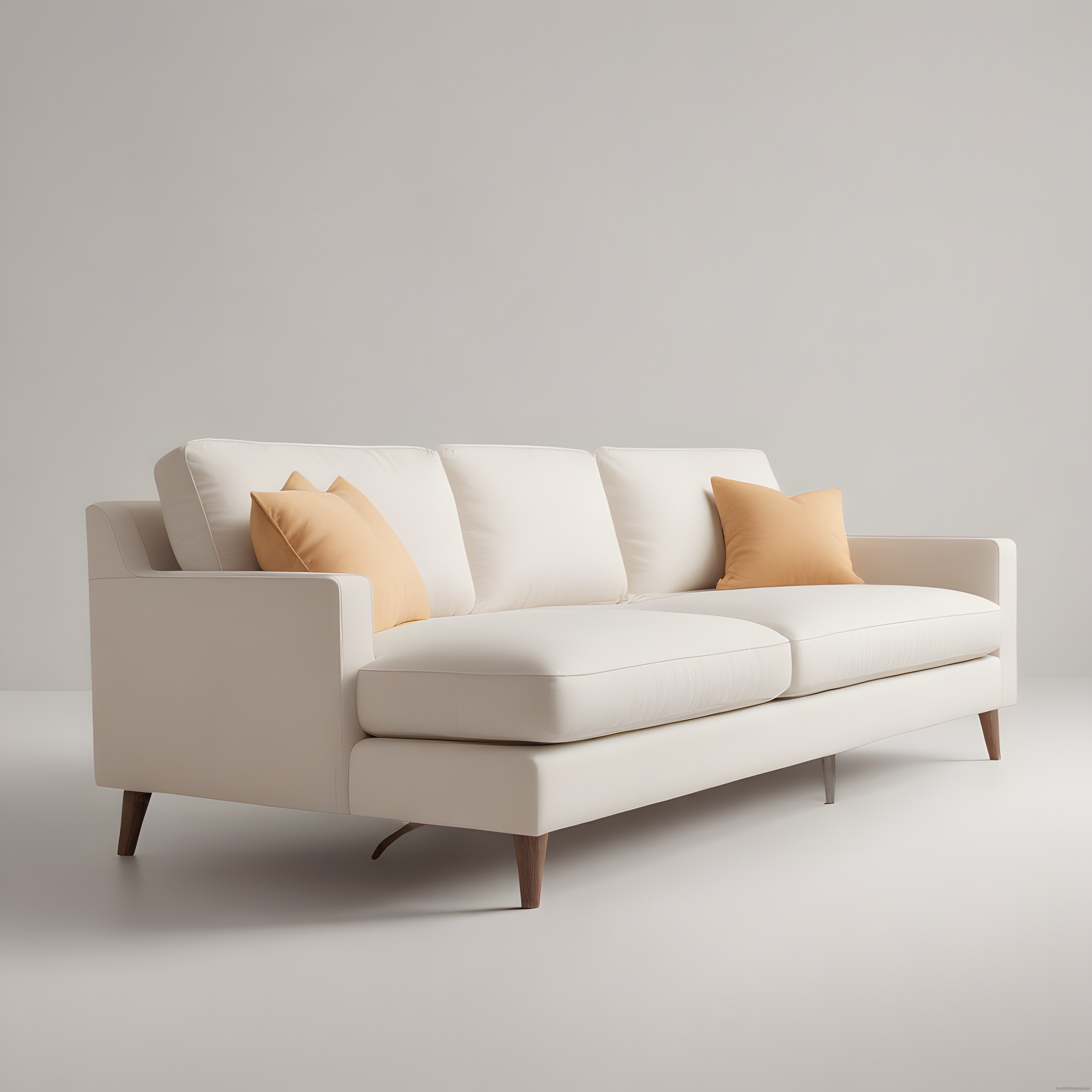 Modern Beyaz Kanepe ve Soft Bej Yastıklarla Minimalist Salon Dekoru