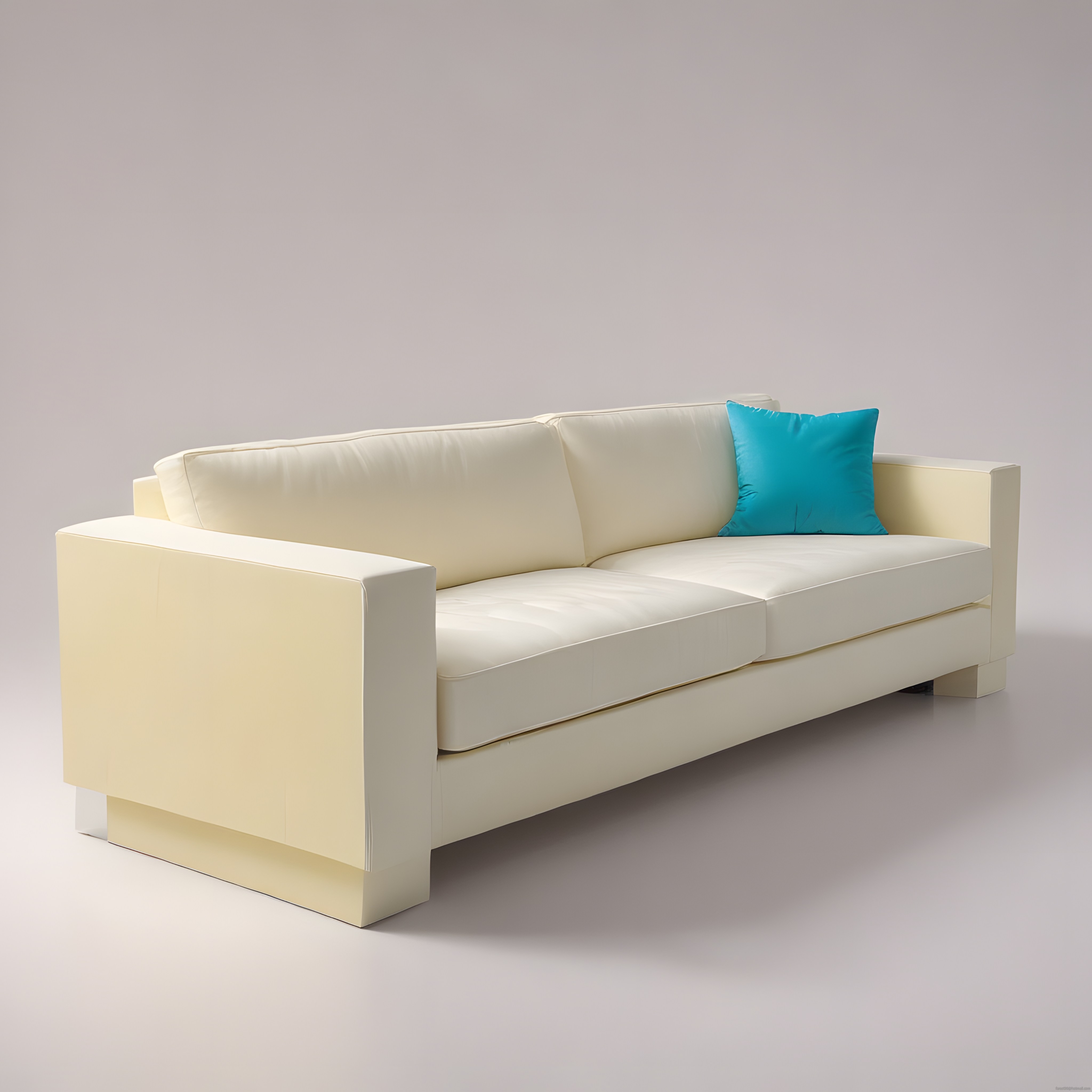 Modern Beyaz Kanepe ve Turkuaz Dekoratif Yastık ile Minimalist Salon Konsepti