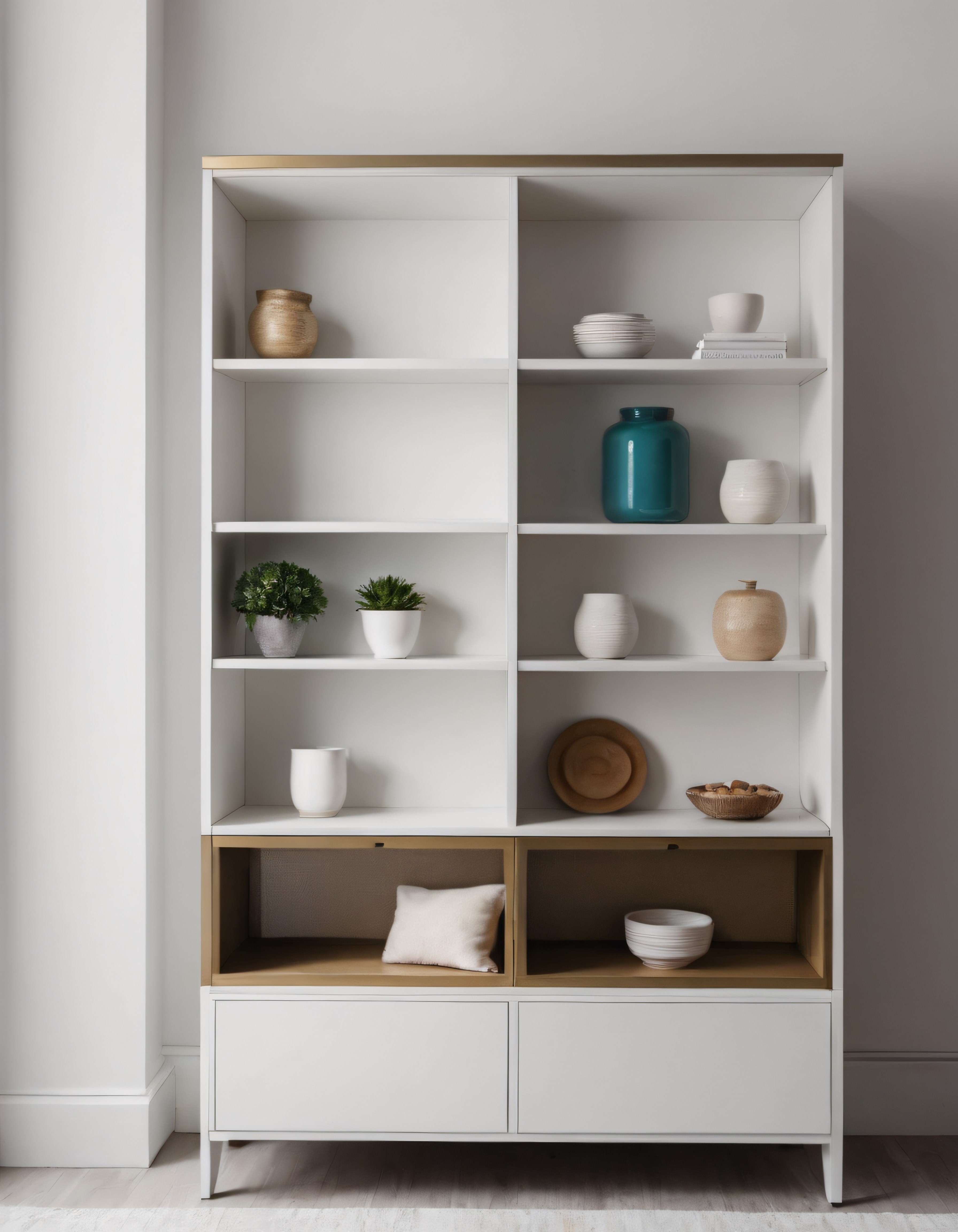Modern Beyaz Kitaplık ile Minimalist Ev Dekorasyonu ve Raf Düzenleme