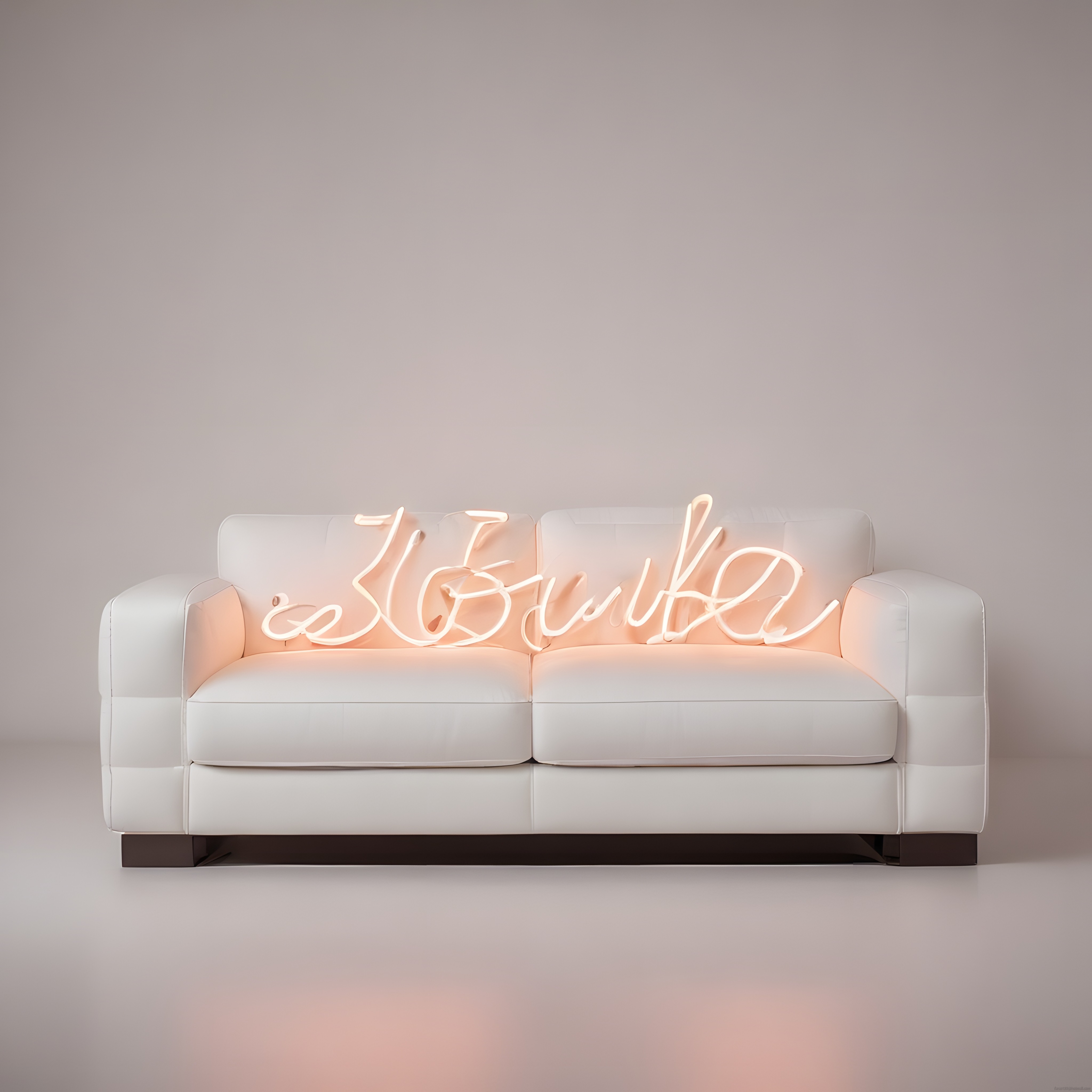 Modern Beyaz Koltuk Üzerinde Minimalist Neon Işık Tasarımı ve Dekorasyon Fikri