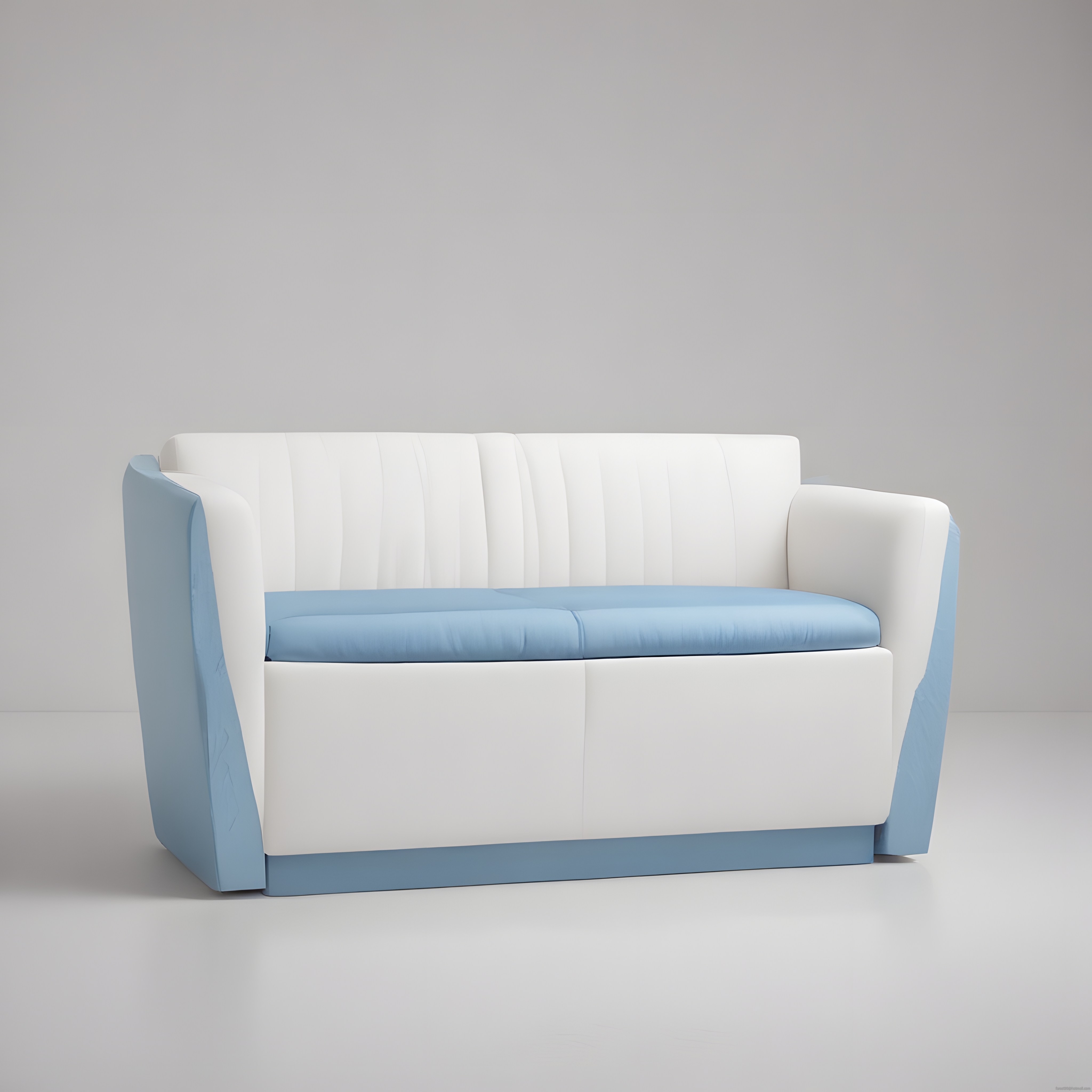 Modern Beyaz ve Mavi Detaylı Çizgili Kanepe ile Minimalist Dekorasyon