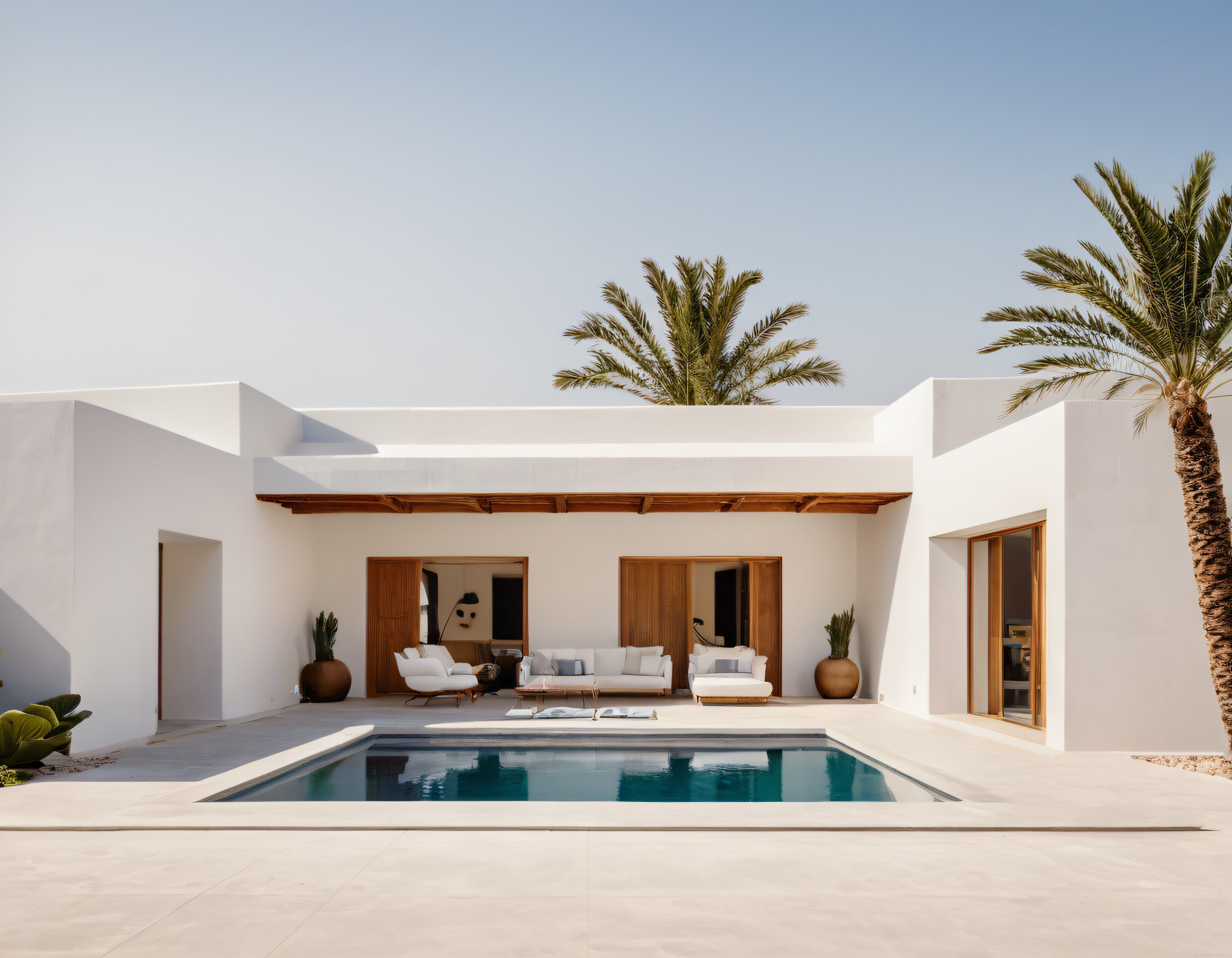 Modern Beyaz Villa: Akdeniz Stili Mimari ve Özel Havuzlu Bahçe
