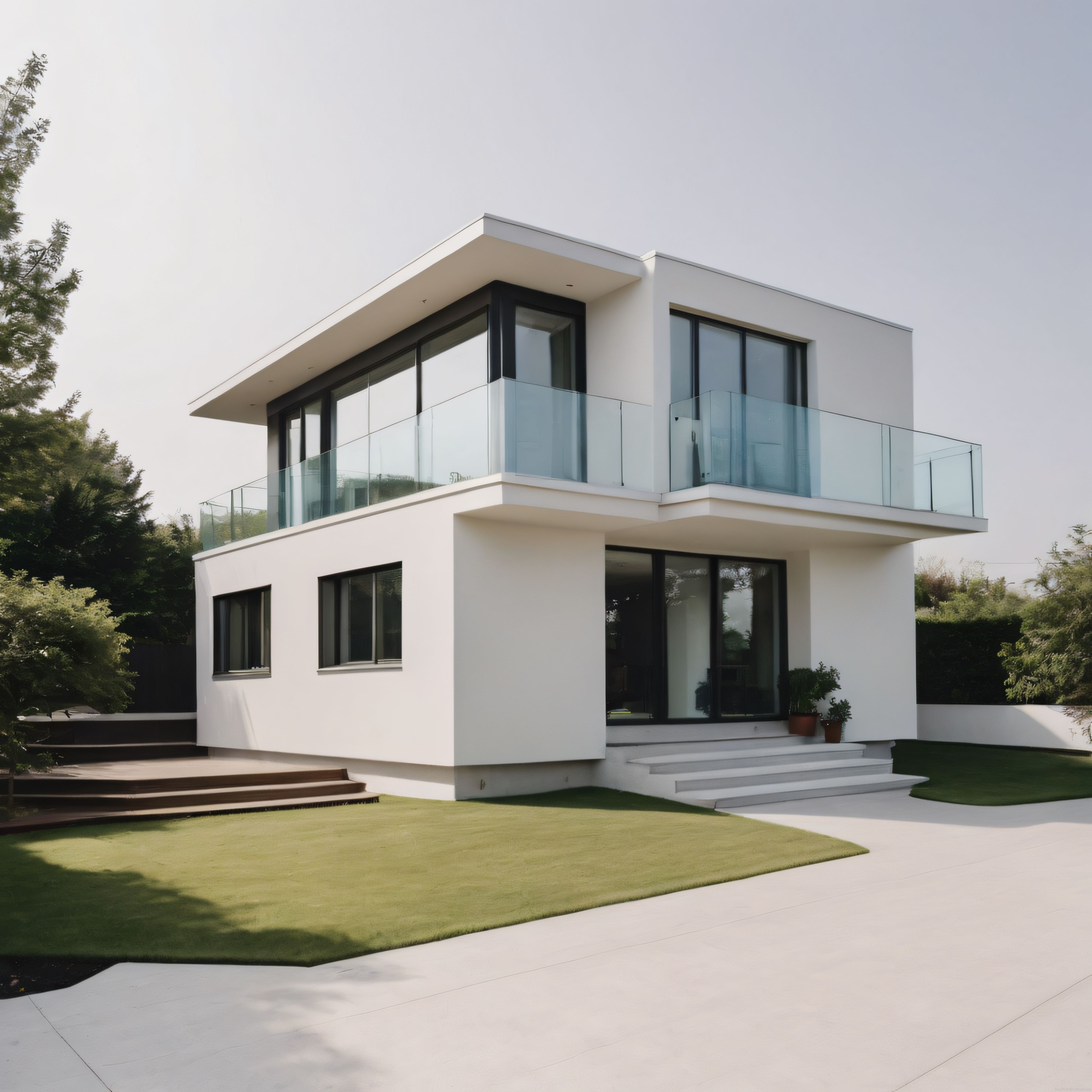 Modern Beyaz Villa: Minimalist Mimari ve Ferah Peyzajın Uyumu