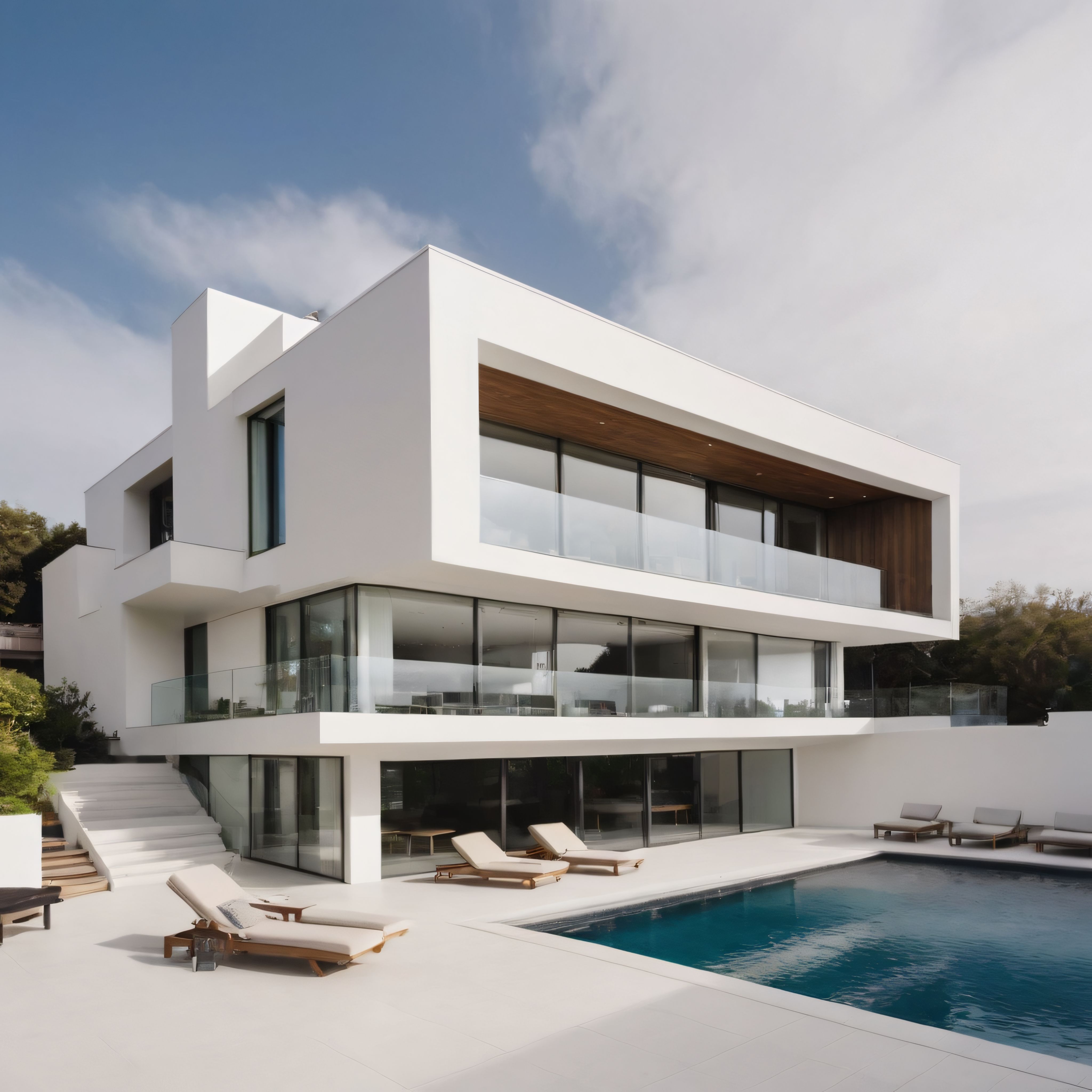Modern Beyaz Villa ve Sonsuzluk Havuzlu Lüks Mimari Tasarım Örneği