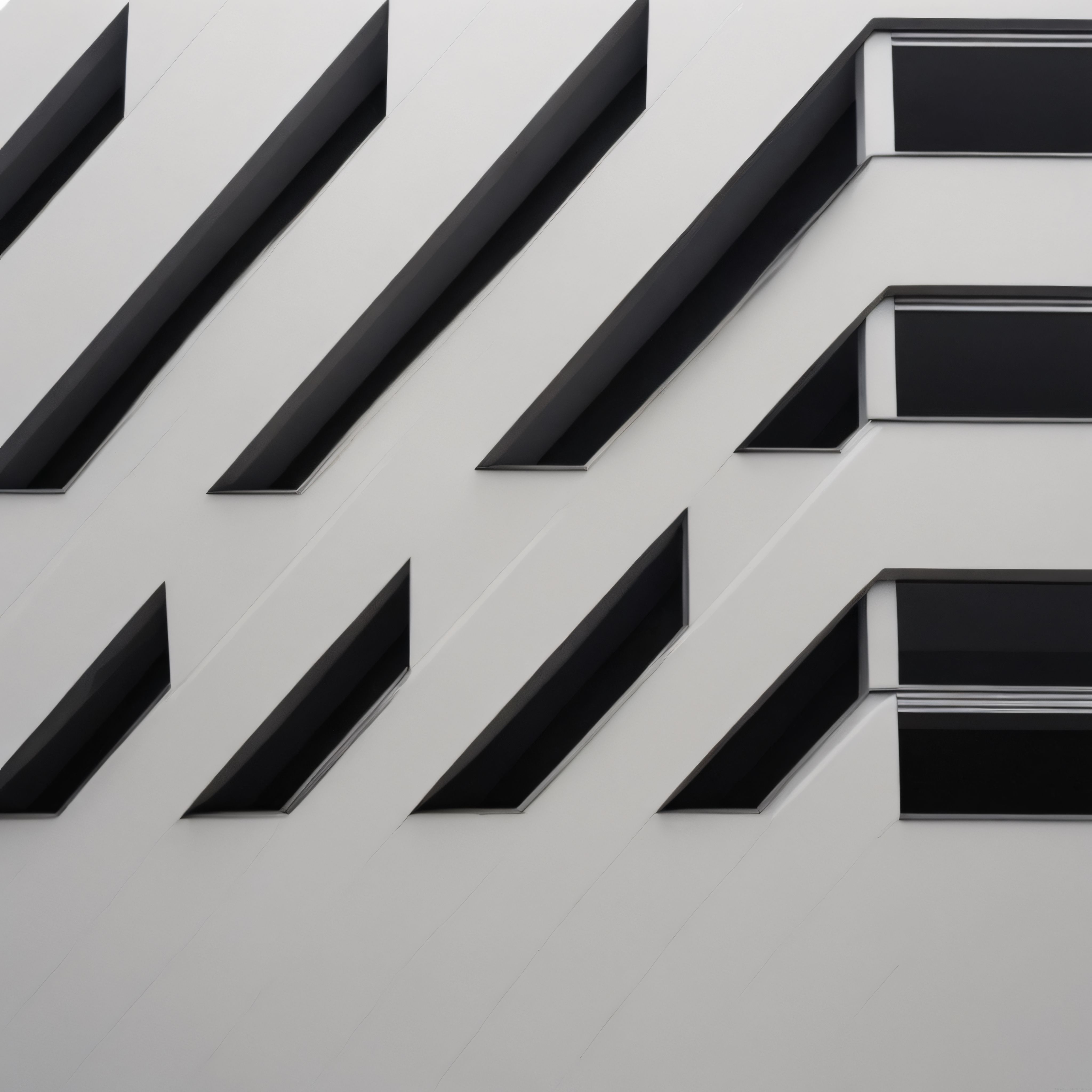 Modern Bina Cephesinde Geometrik Pencere Detayları ve Minimalist Mimari