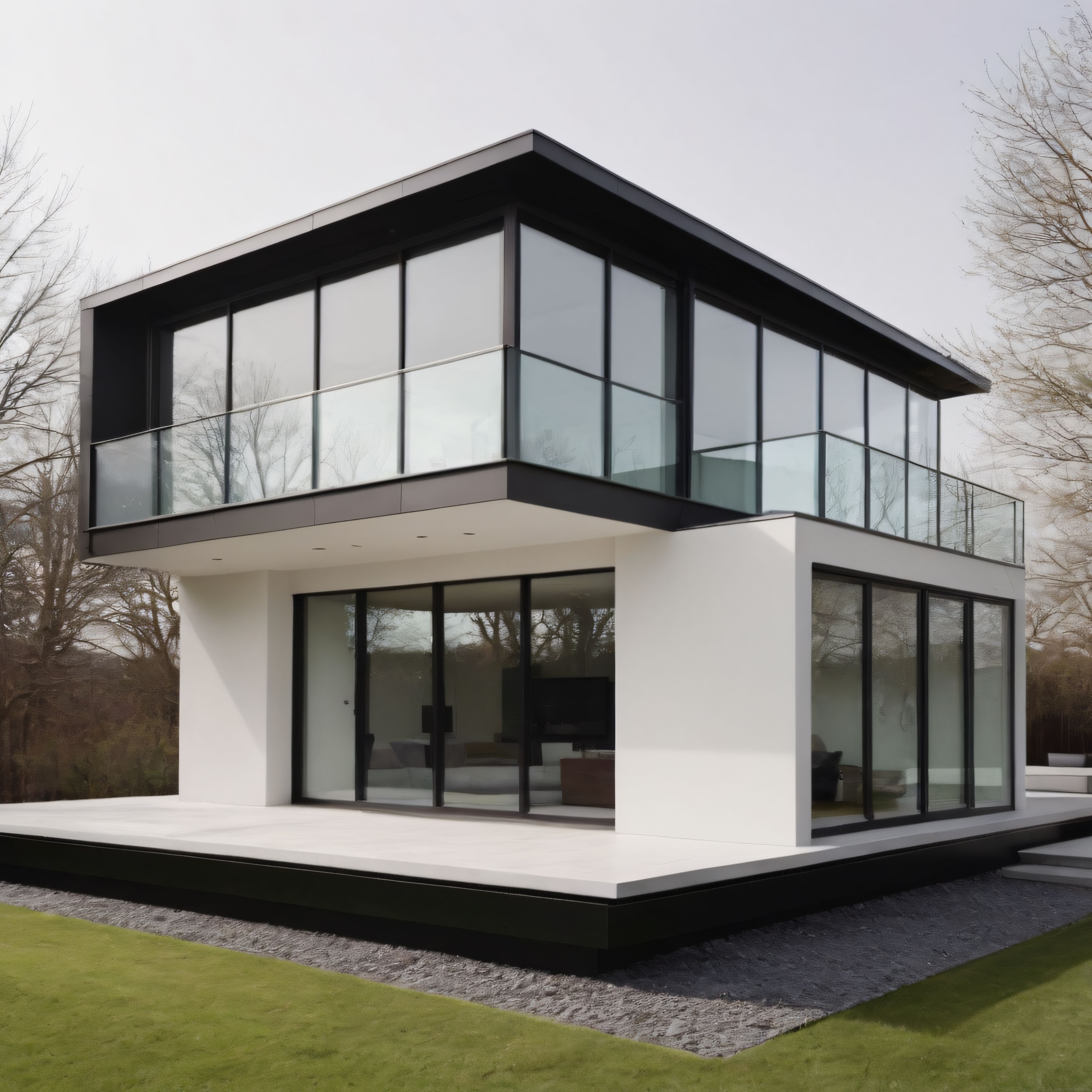 Modern Cam ve Beyaz Betonarme Villa: Doğayla İç İçe Mimari Harika