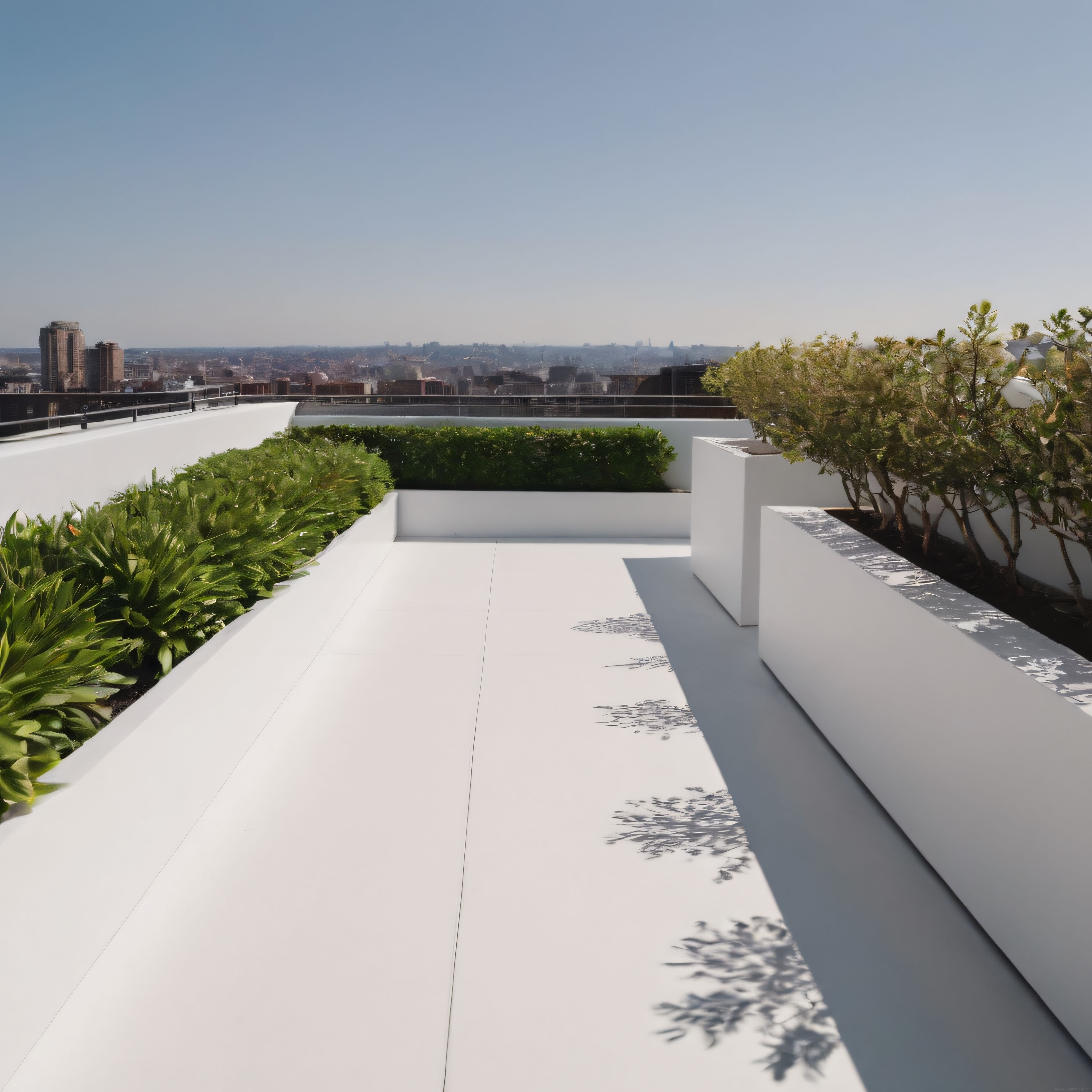 Modern Çatı Bahçesi: Şehir Manzaralı Minimalist Teras ve Peyzaj Tasarımı