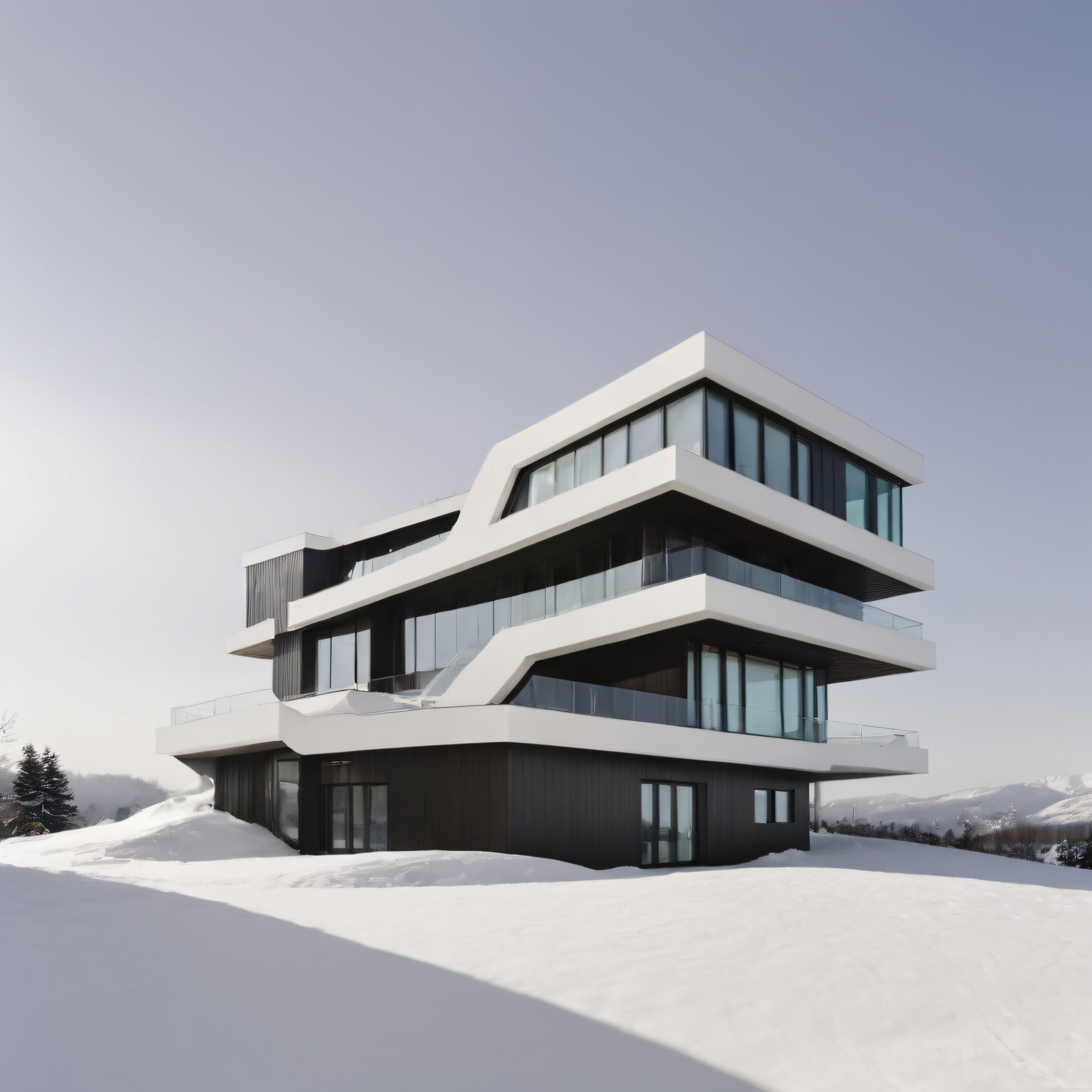Modern Dağ Evi: Karlı Zirvelerde Çarpıcı Mimari ve Minimalist Tasarım