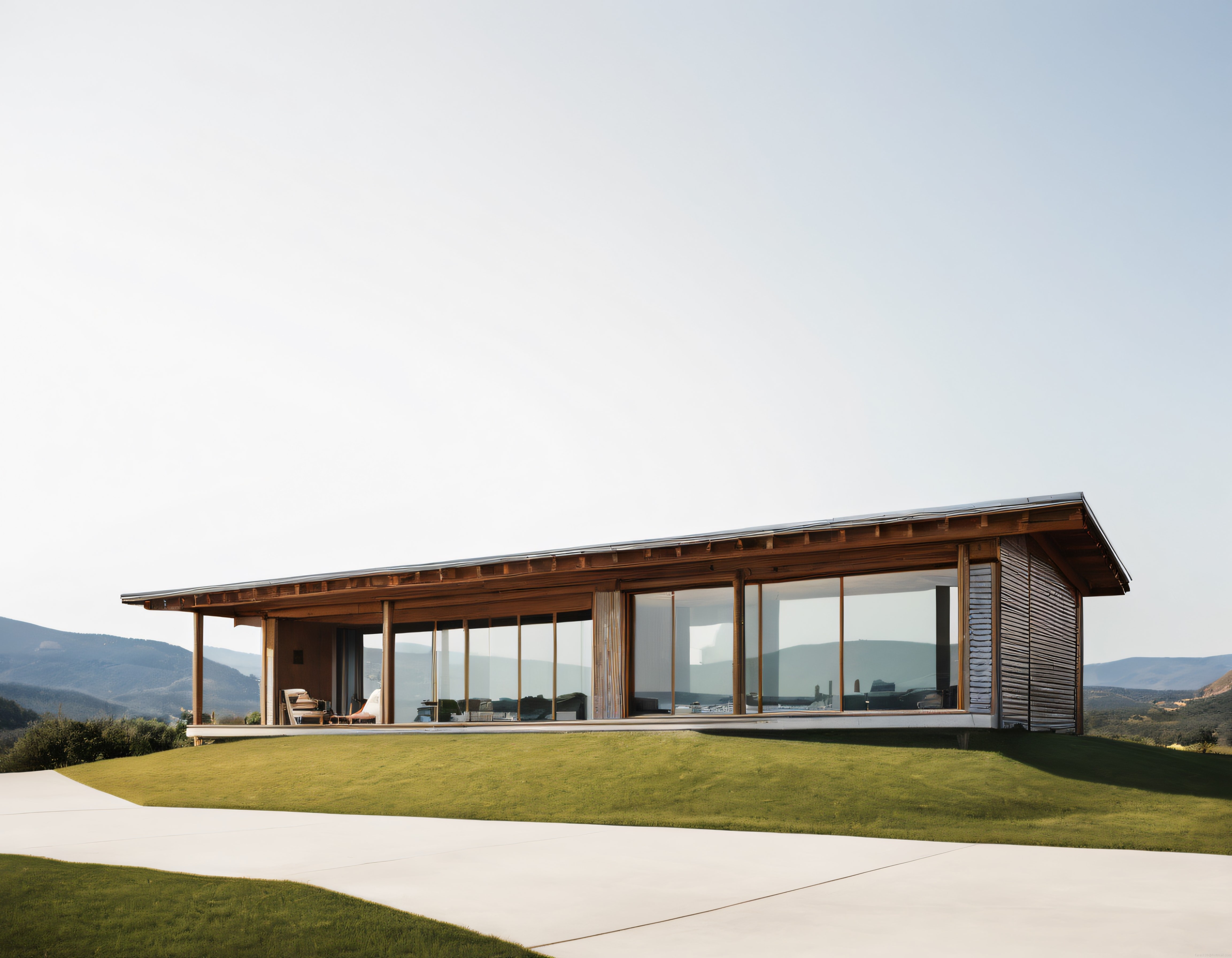 Modern Doğa Evi: Cam ve Ahşap Detaylı Dağ Manzaralı Minimalist Villa