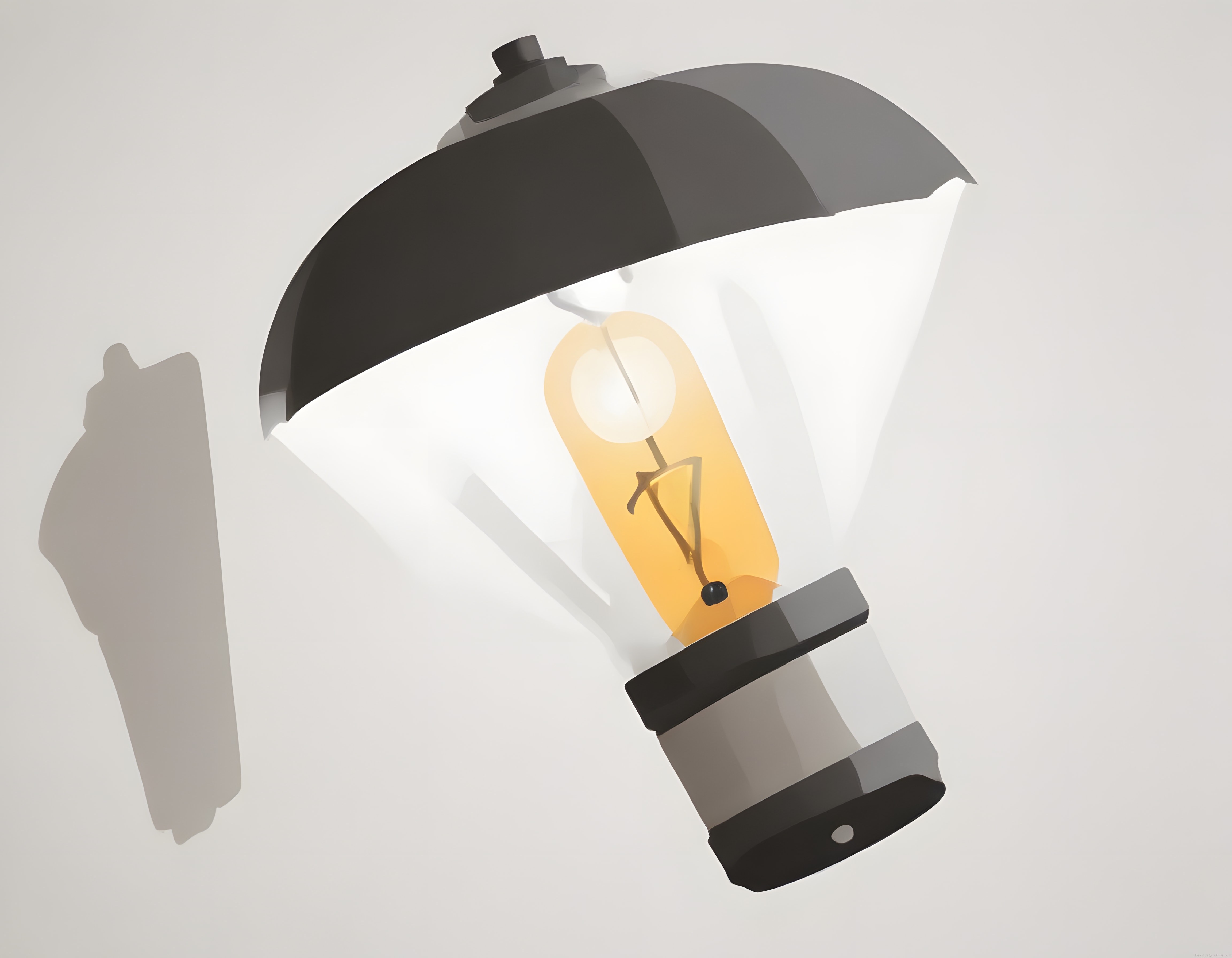 Modern duvar aplikinde parlayan vintage filament ampul dijital illüstrasyonu