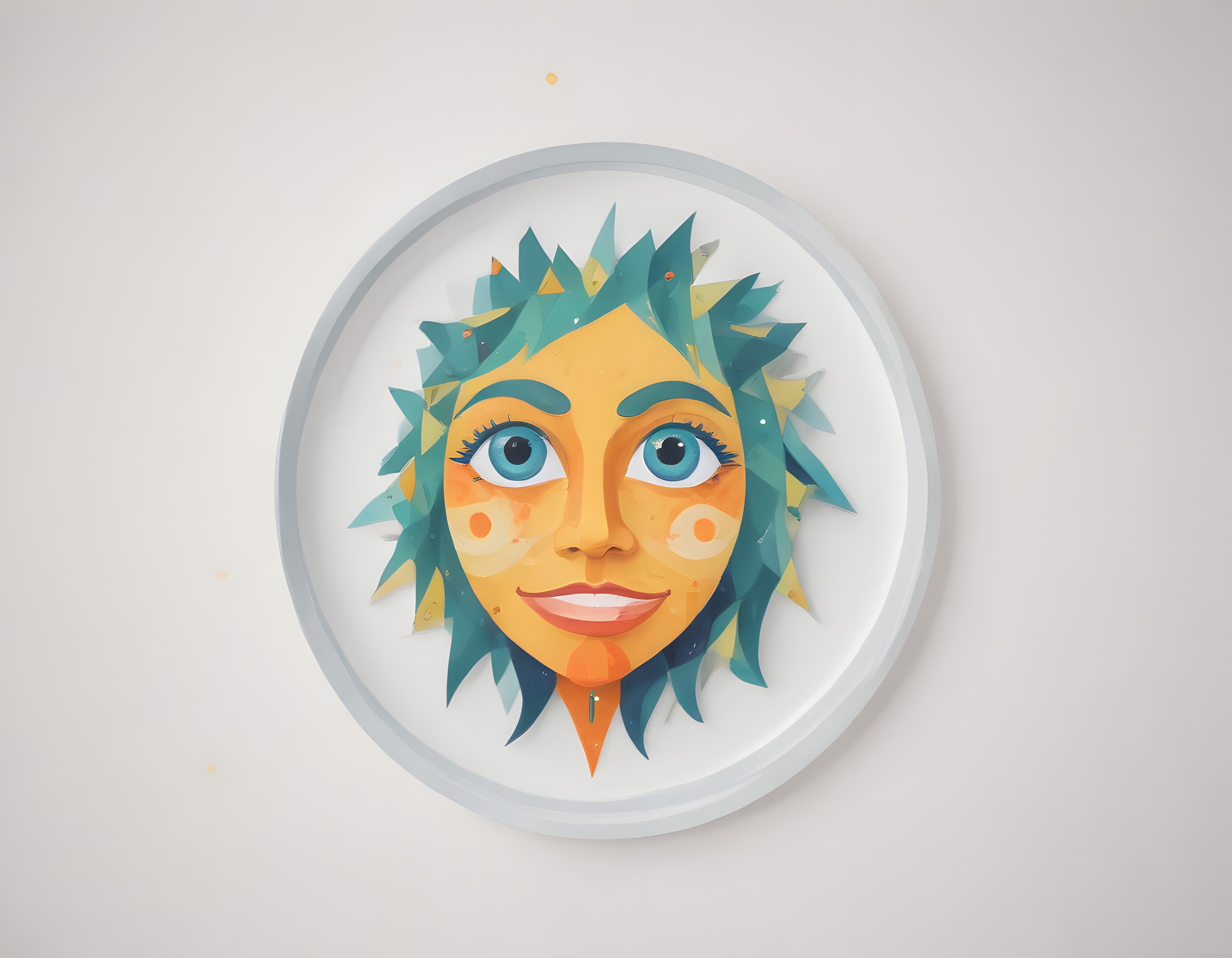 Modern galeri sunumlu geometrik kağıt kesim yüz portresi dekoratif duvar sanatı