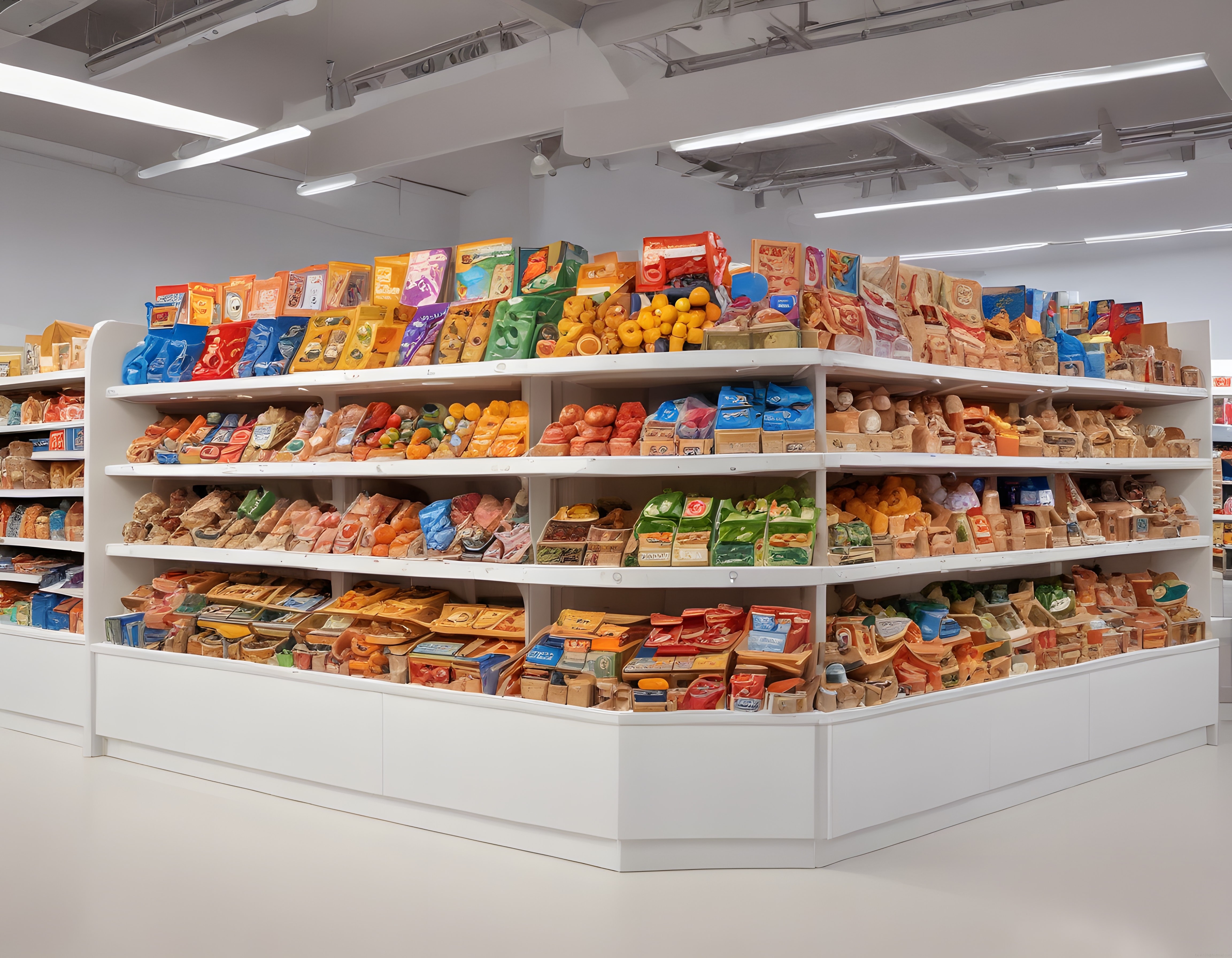Modern Galeride Süpermarket Konseptli Renkli Sanat Enstalasyonu