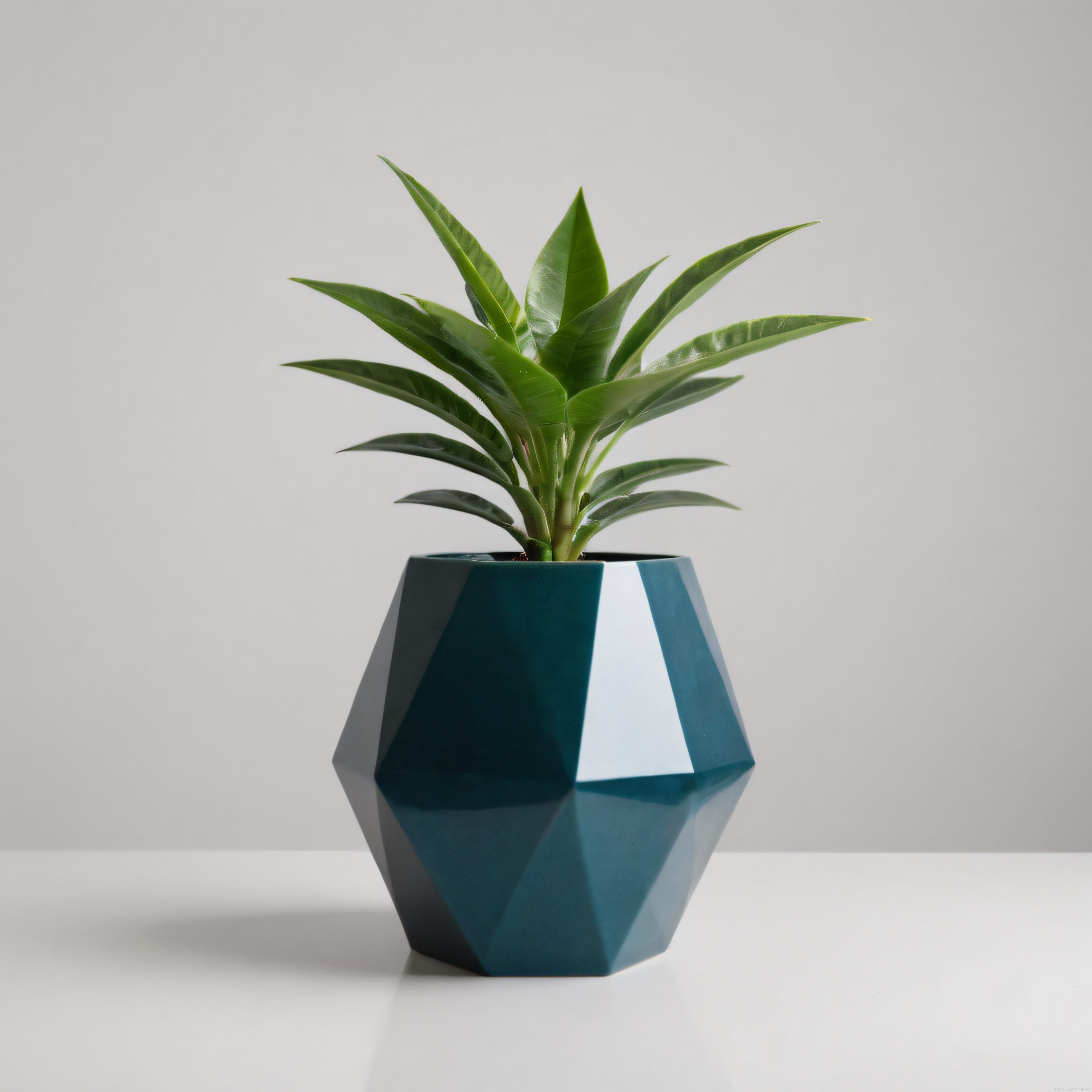 Modern Geometrik Saksıda Dekoratif Yeşil Bitki: Minimalist İç Mekan Stili
