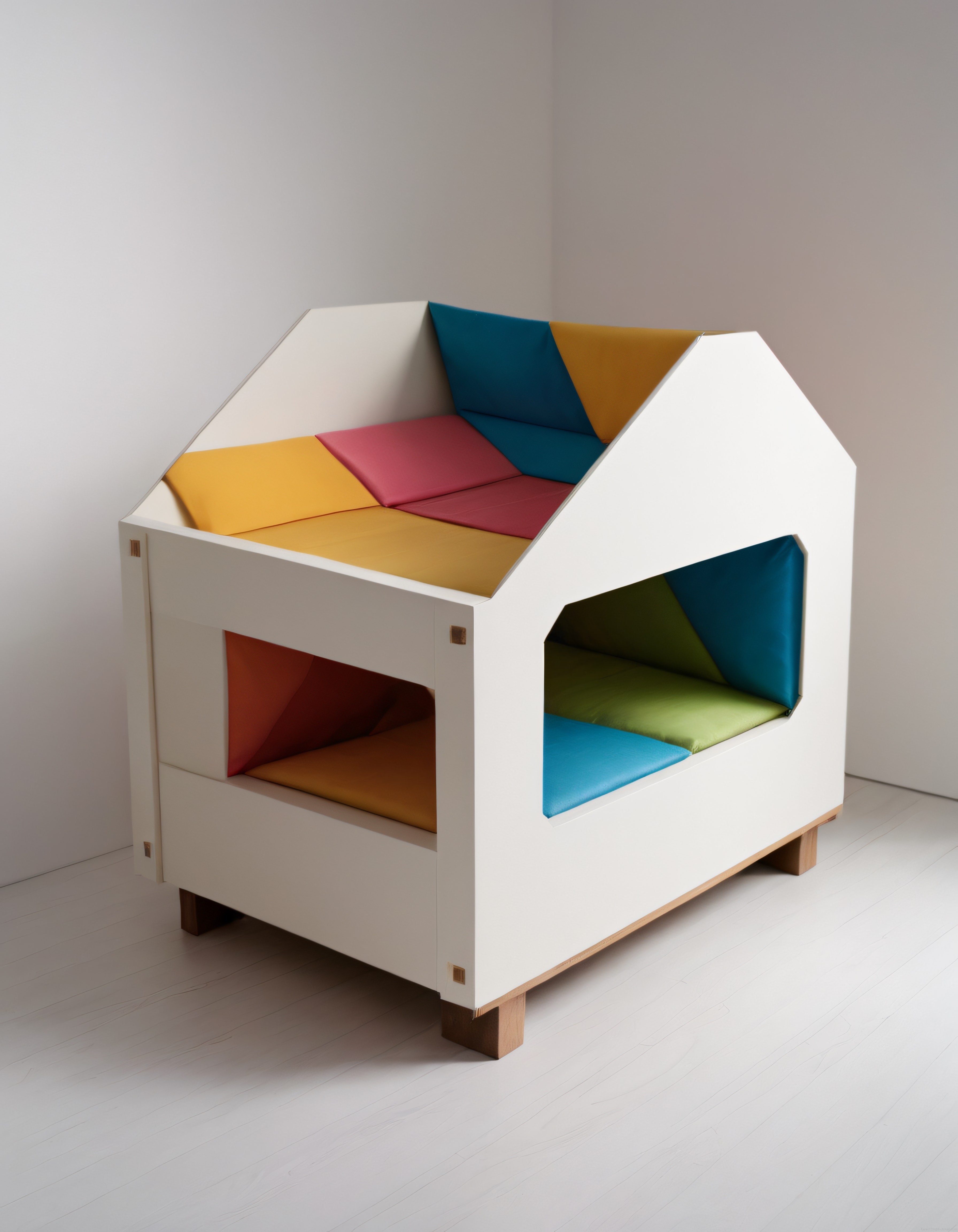 Modern Geometrik Tasarımlı Çocuk Oyun Evi ve Okuma Köşesi Mobilyası