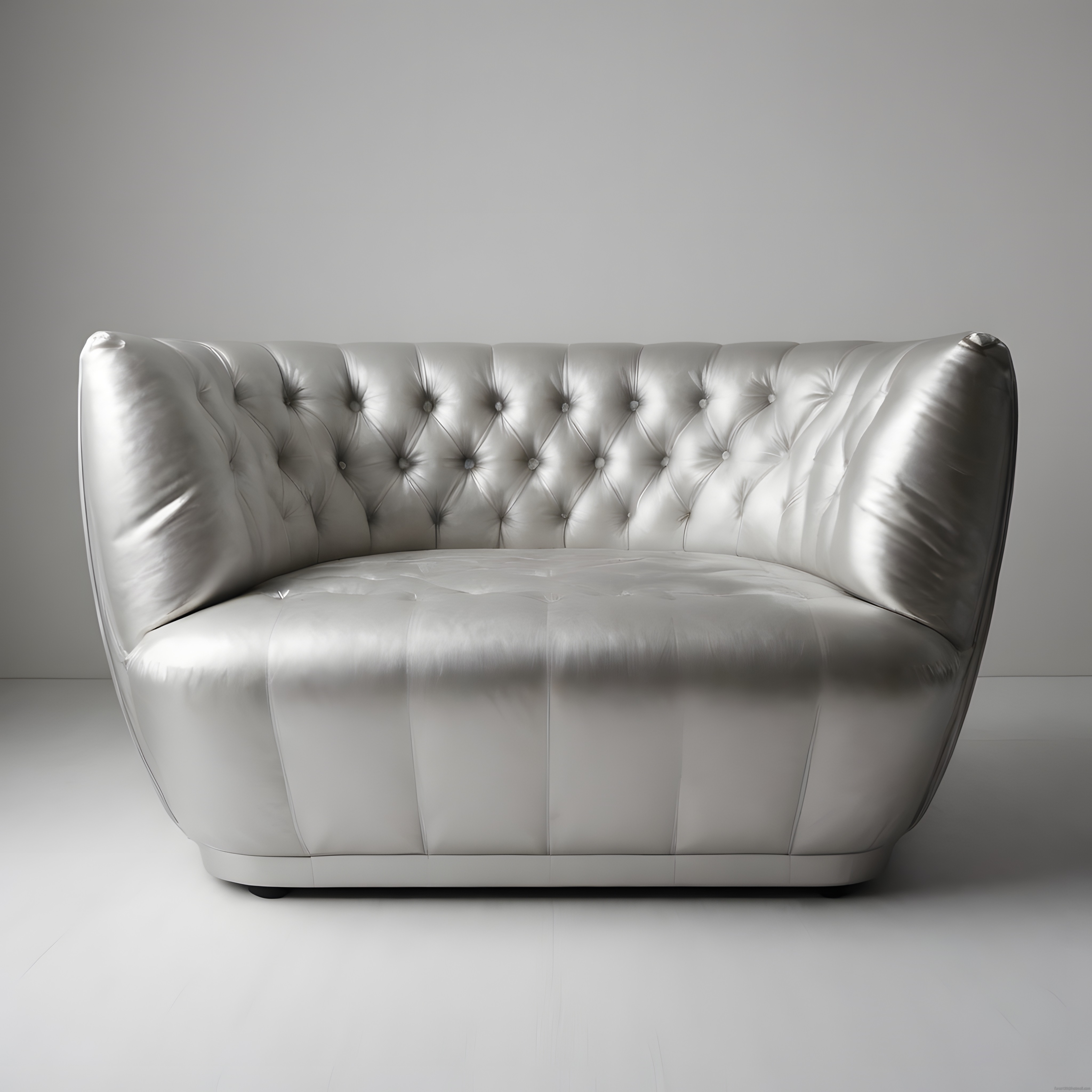Modern Gri Kapitone Koltuk ve Minimalist Beyaz Stüdyo Arka Planı