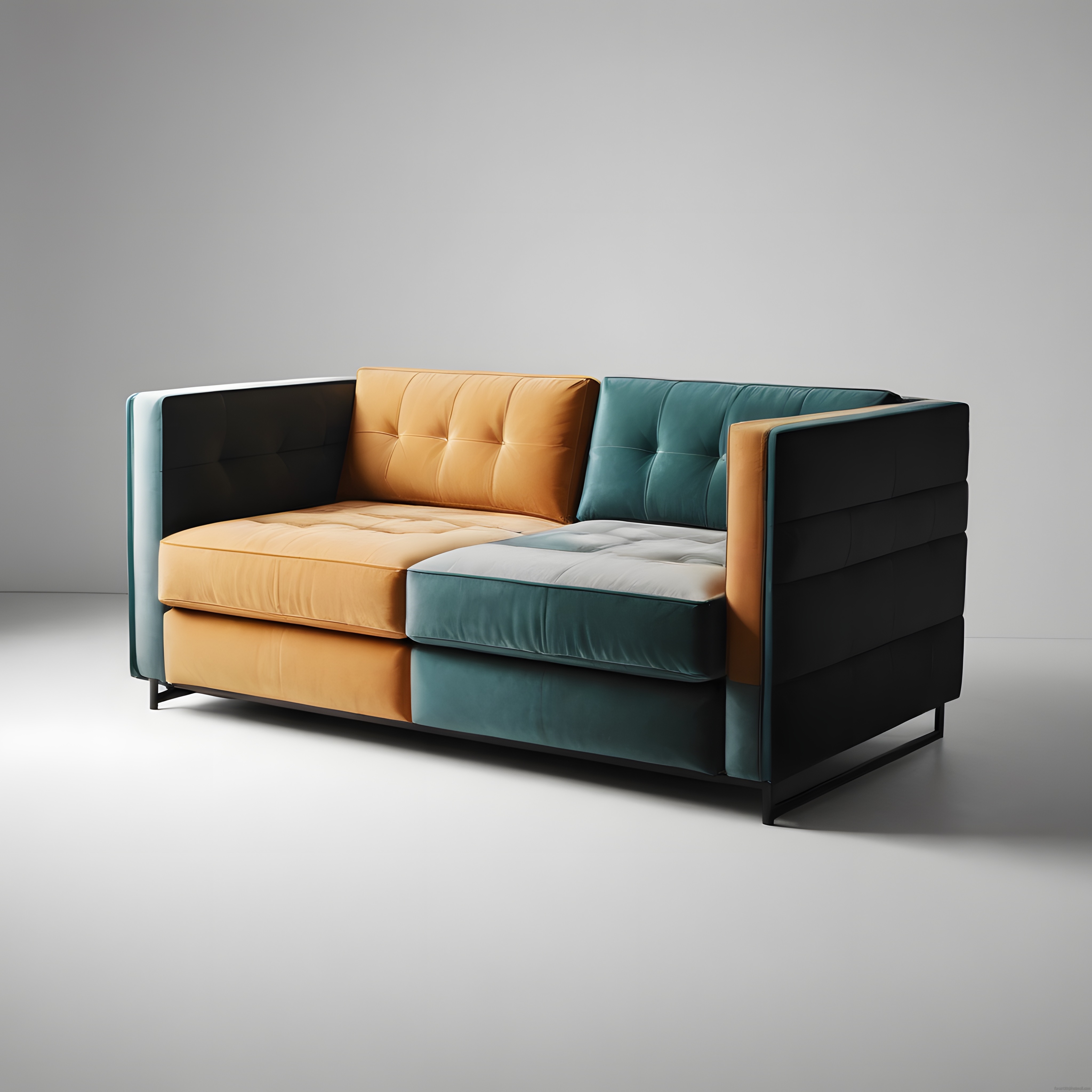 Modern İki Renkli Kapitone Kanepe ile Minimalist Salon Dekorasyonu