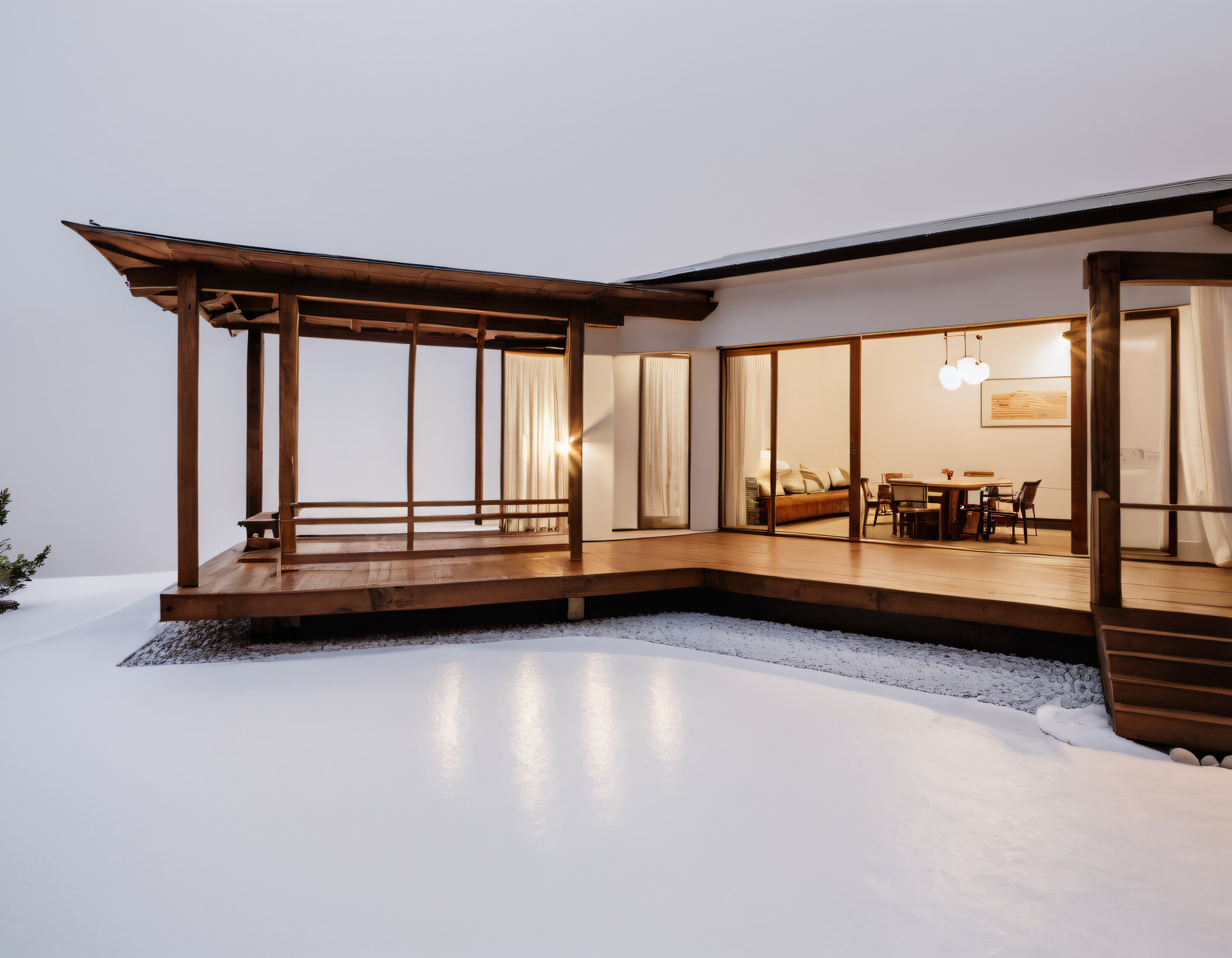 Modern Japon tarzı ev, ahşap veranda ve zen bahçesiyle huzurlu yaşam sunuyor