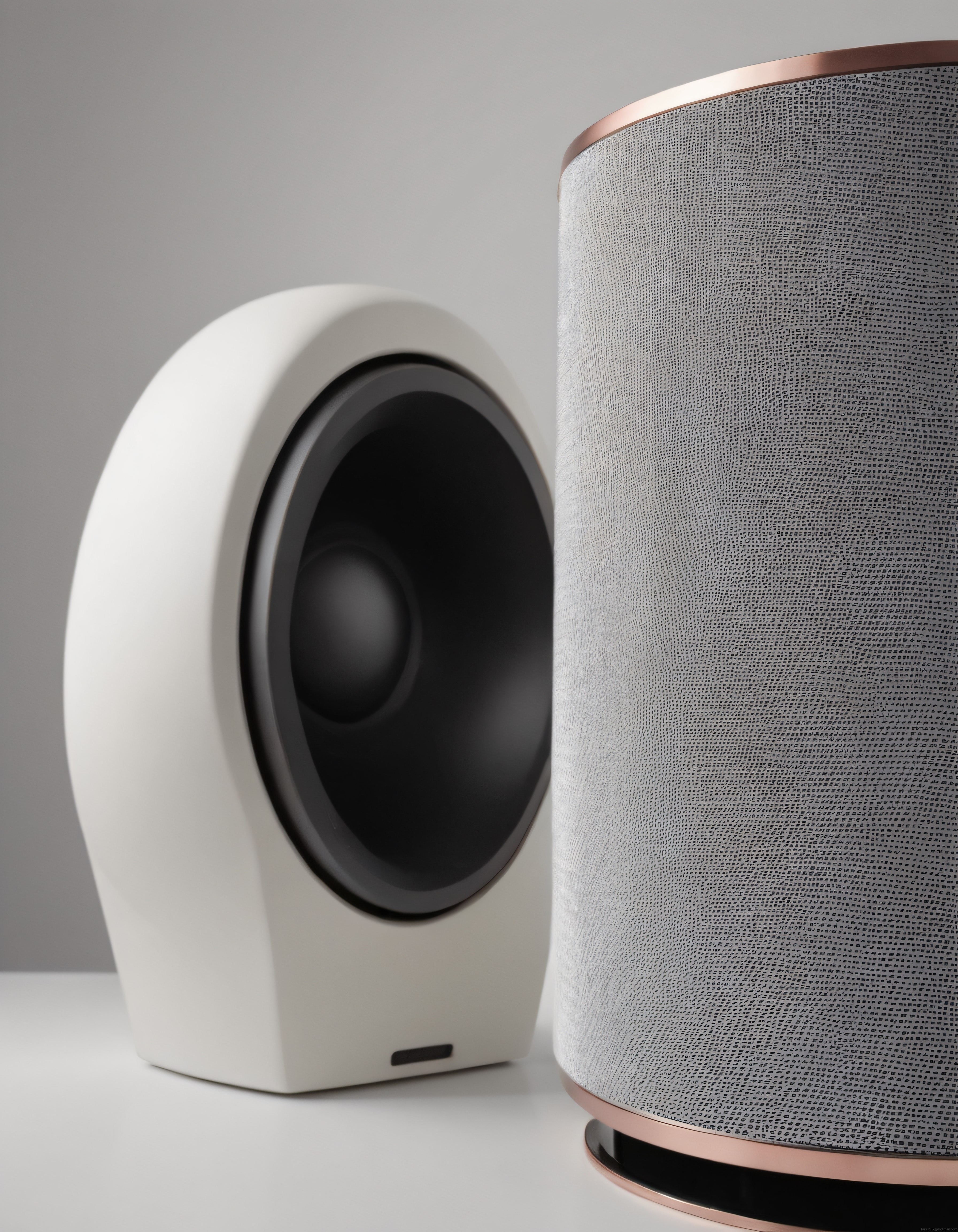 Modern kablosuz hoparlör ve subwoofer ile minimalist ev ses sistemi