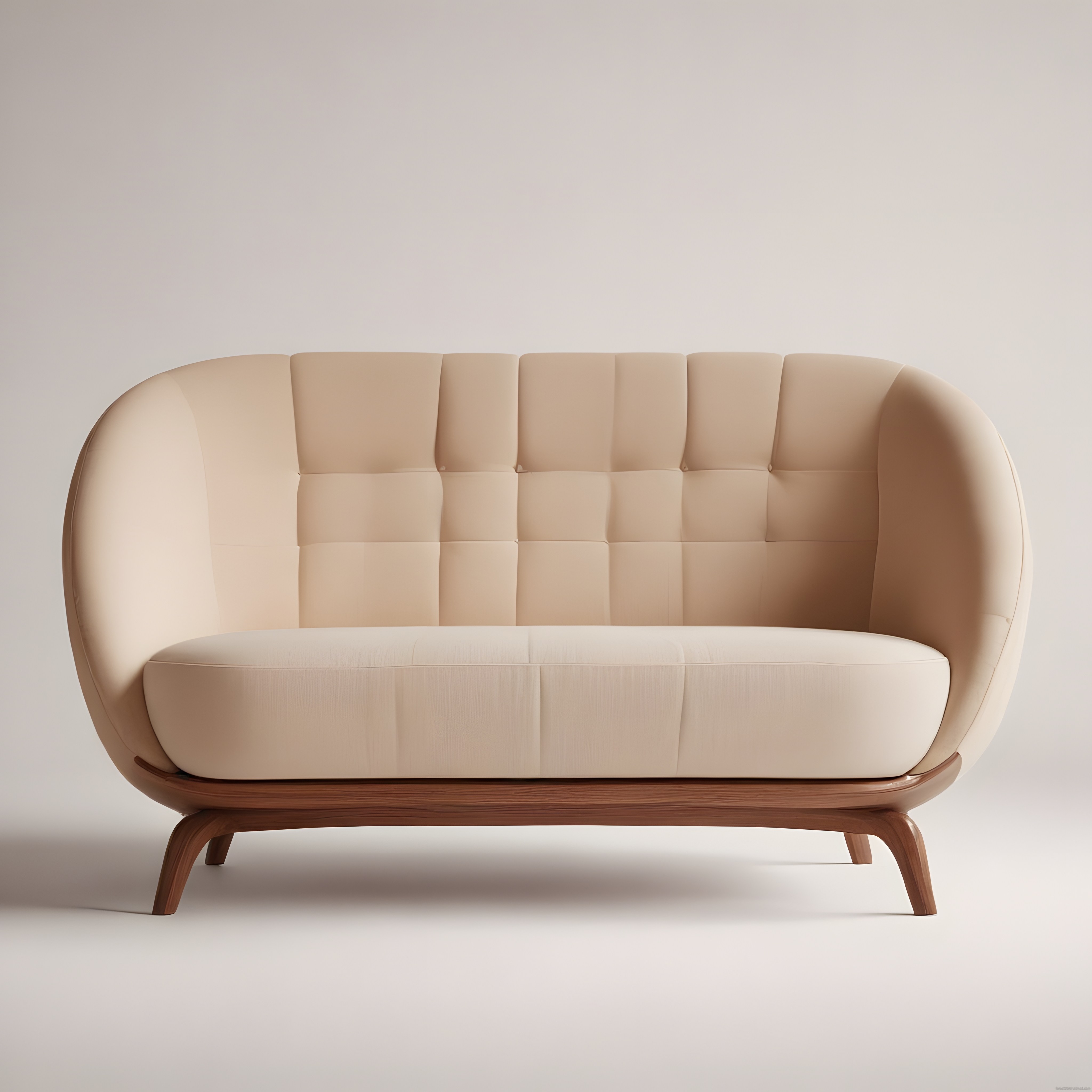 Modern Kapitone İkili Koltuk: Bej Döşemeli ve Ahşap Ayaklı Minimalist Tasarım Modern Kapitone İkili Koltuk: Bej Döşemeli ve Ahşap Ayaklı Minimalist Tasarım