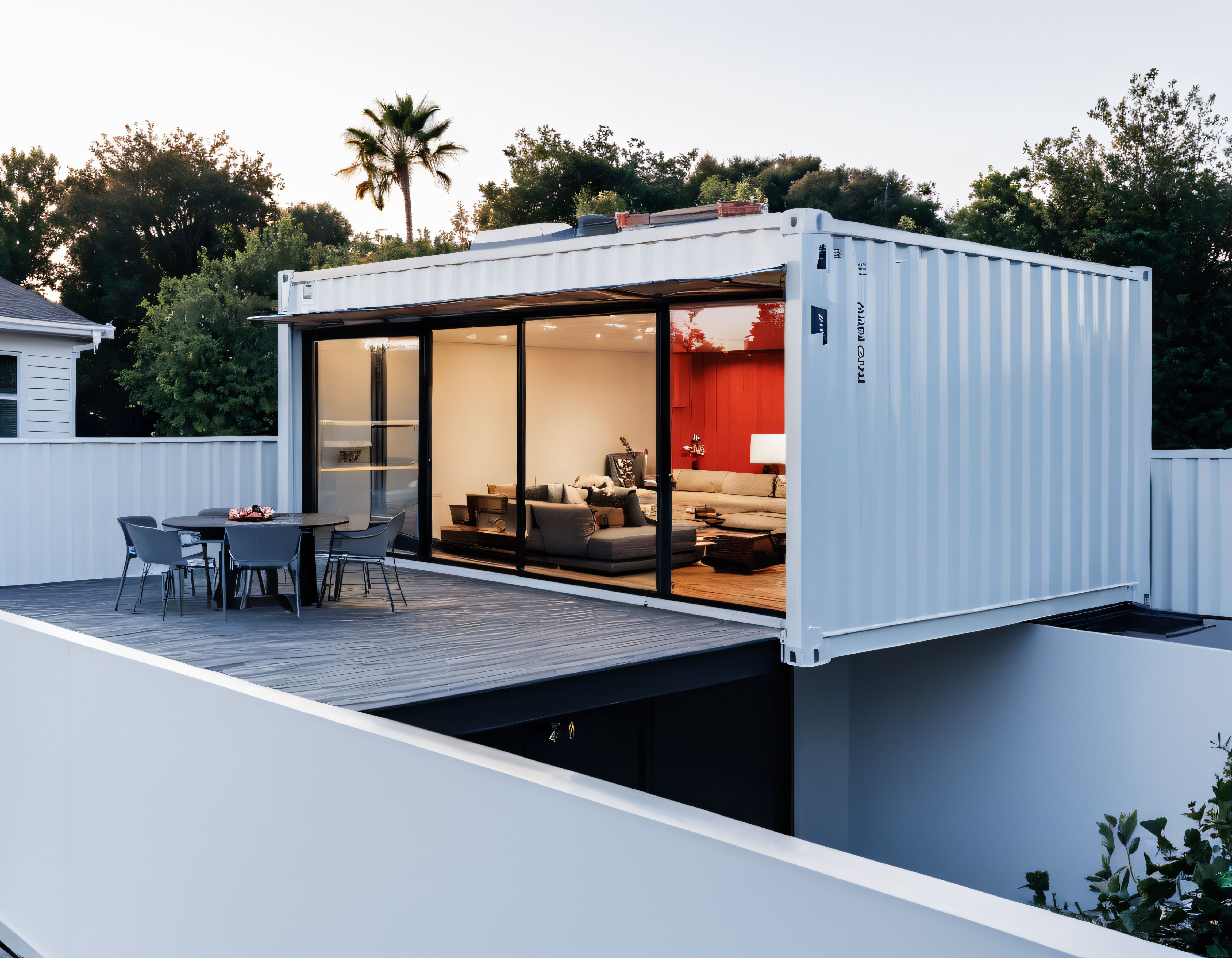 Modern Konteyner Ev ve Havuz Başında Teras ile Minimal Yaşam Alanı