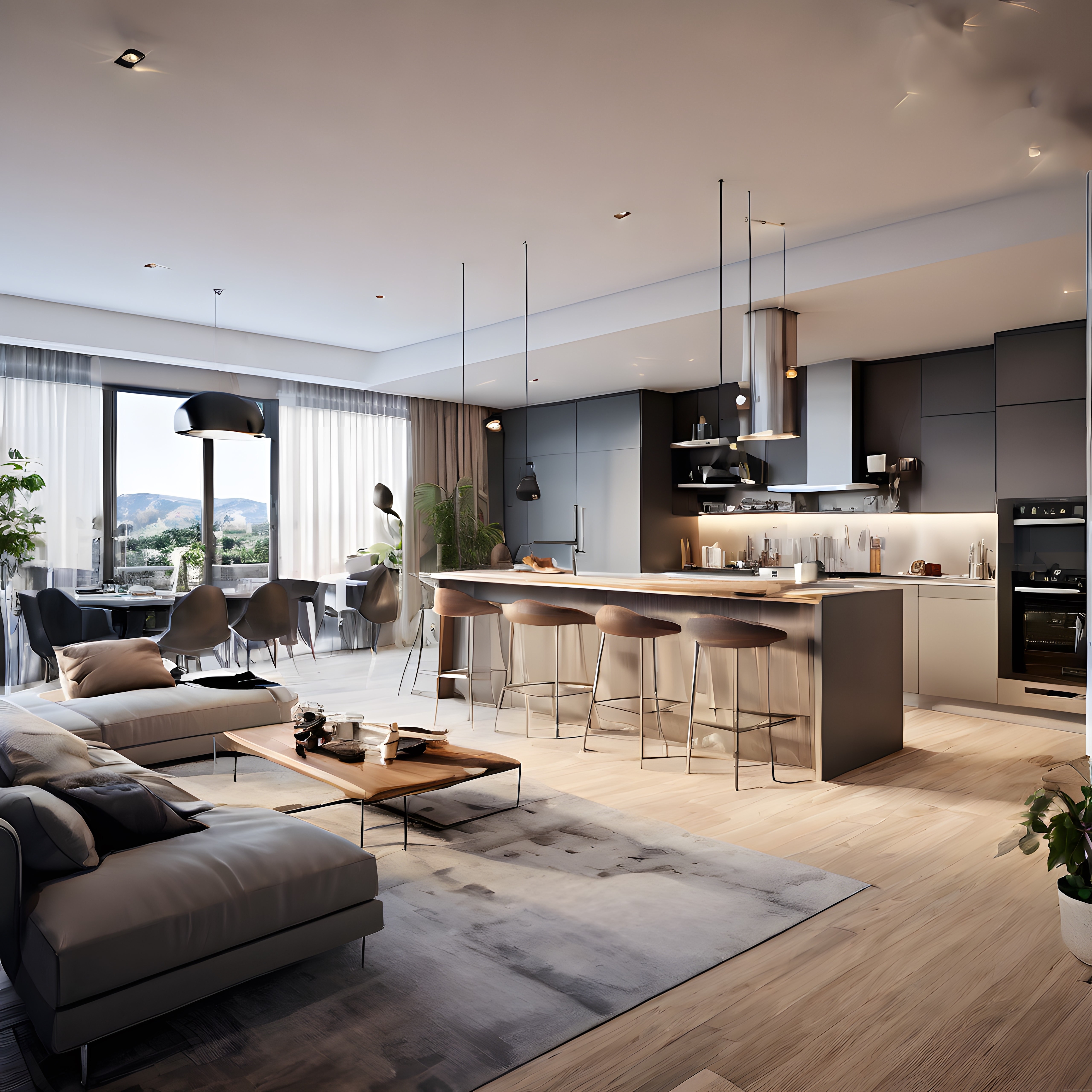 Modern Lüks Açık Mutfak ve Salon Dekorasyonu İçin Stil Önerileri