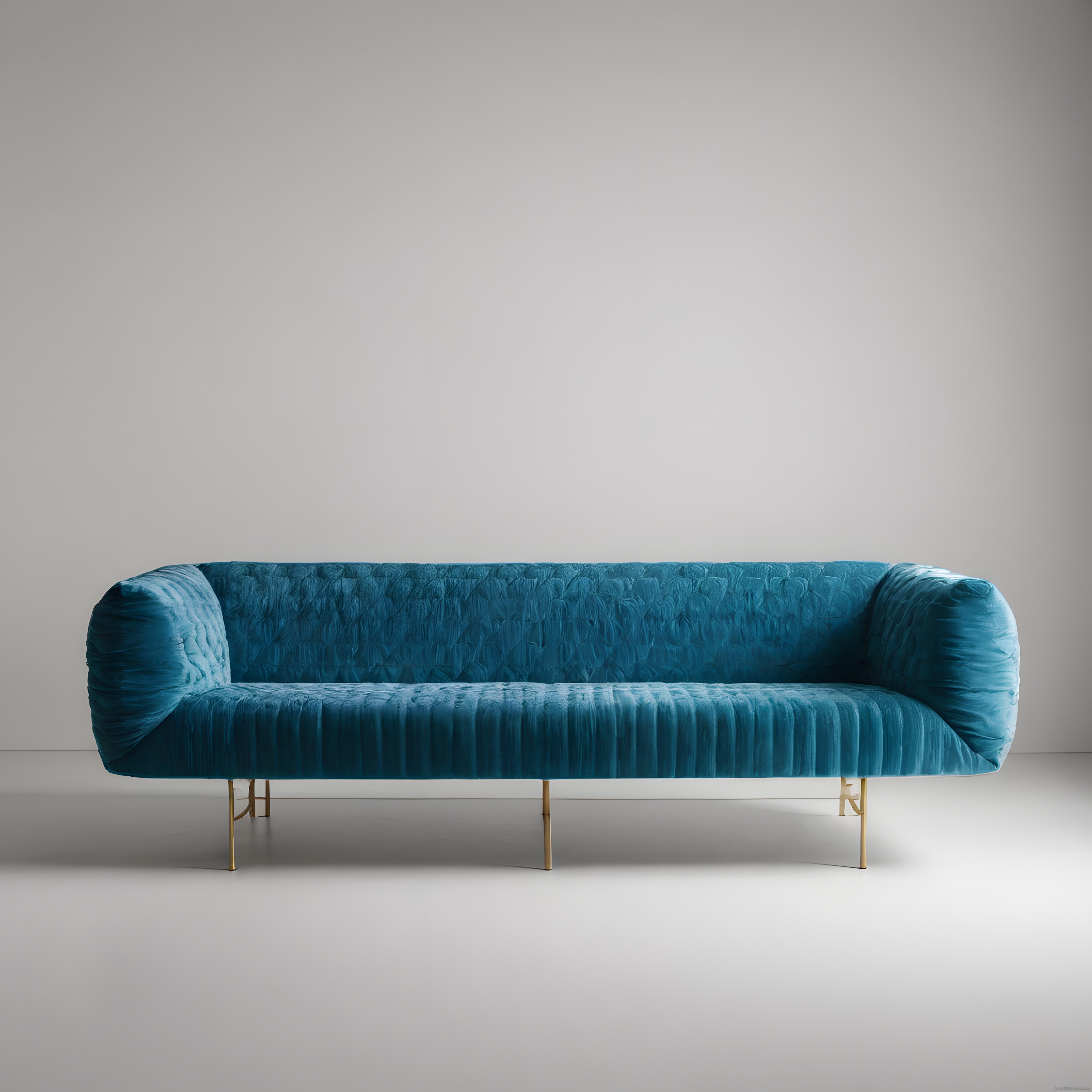 Modern Lüks Turkuaz Kadife Kanepe ve Altın Ayaklı Minimalist Tasarım