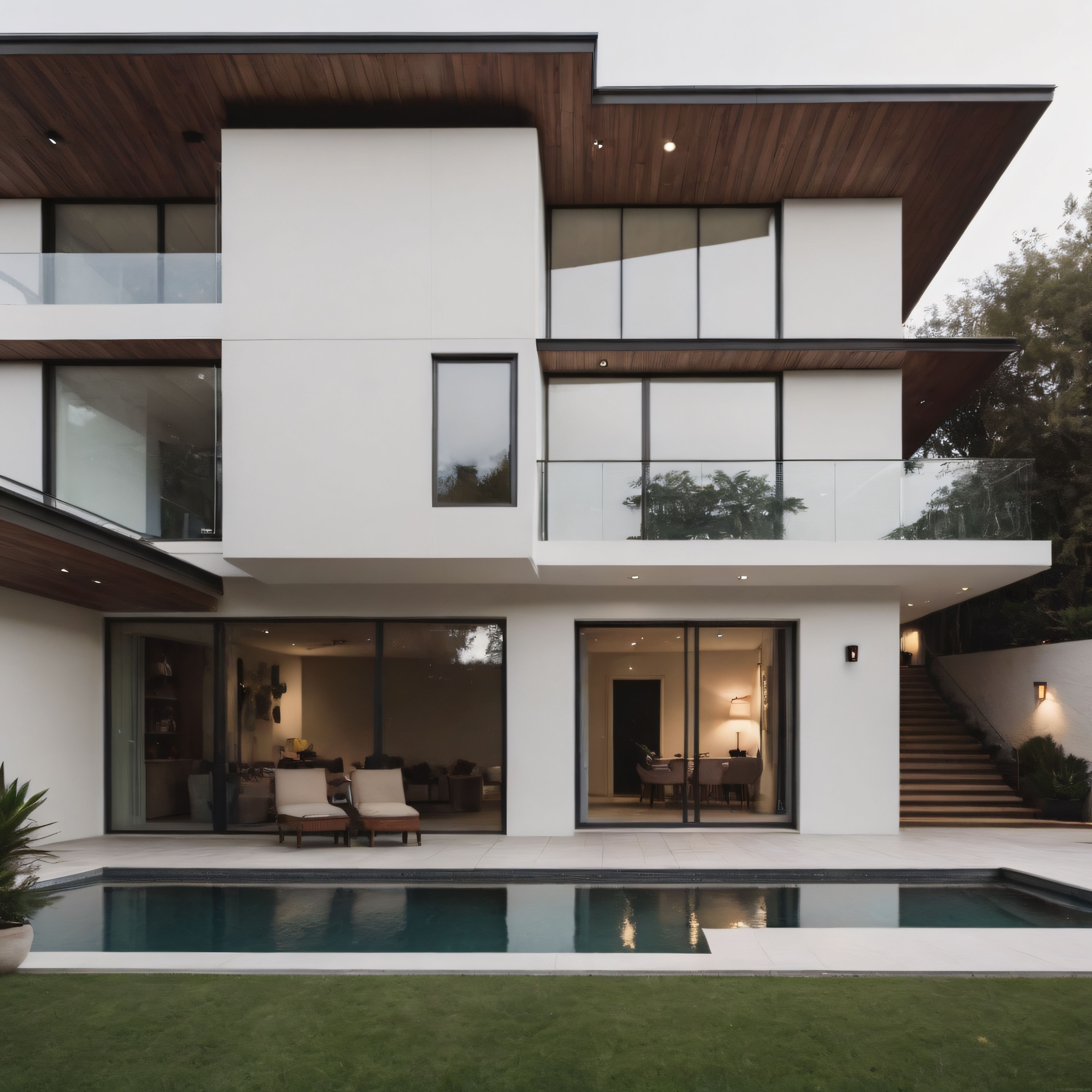 Modern Lüks Villa: Havuzlu Bahçe, Geniş Cam Cephe ve Minimalist Detaylar