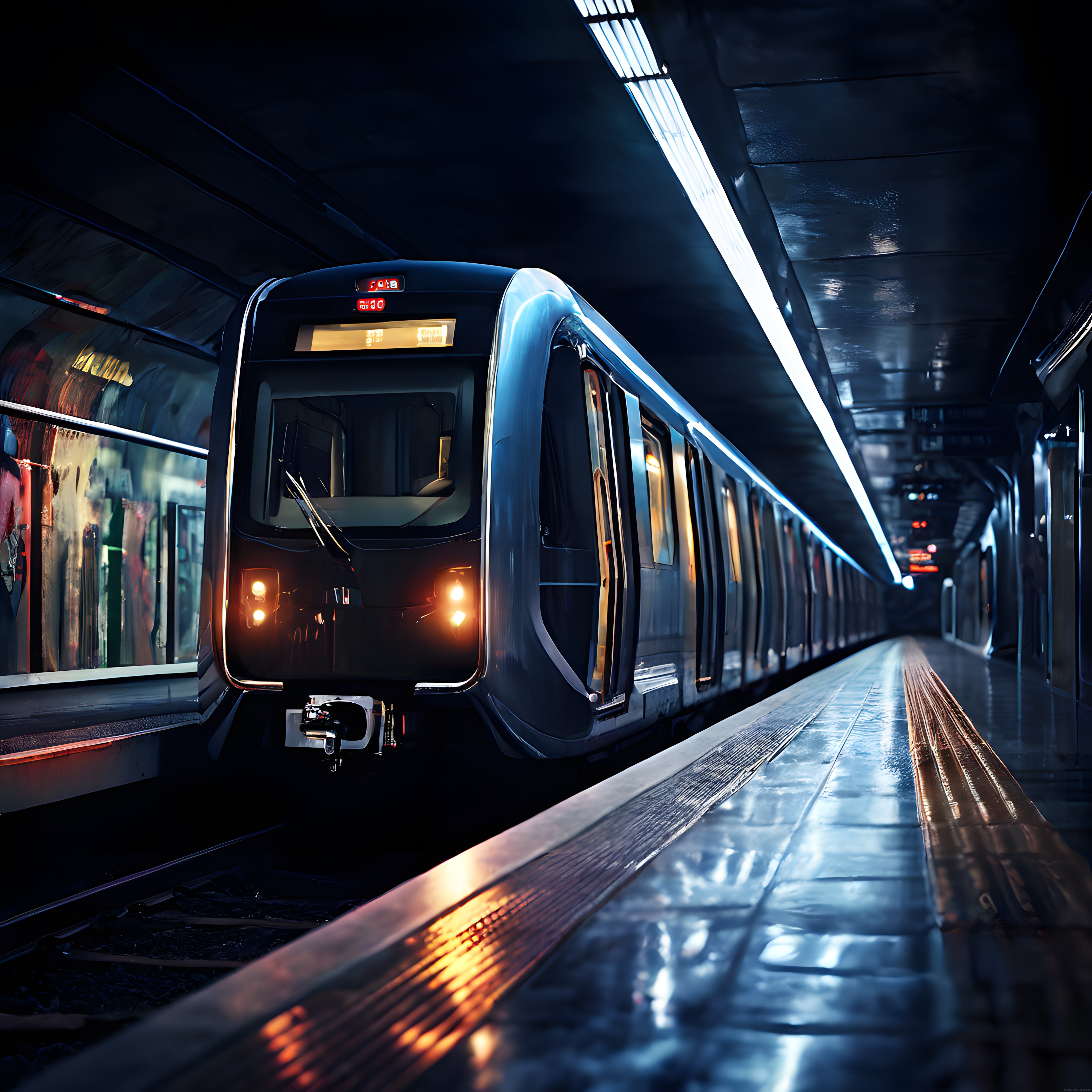Modern Metro İstasyonunda Geleceğe Yolculuk Yapan Yüksek Hızlı Tren