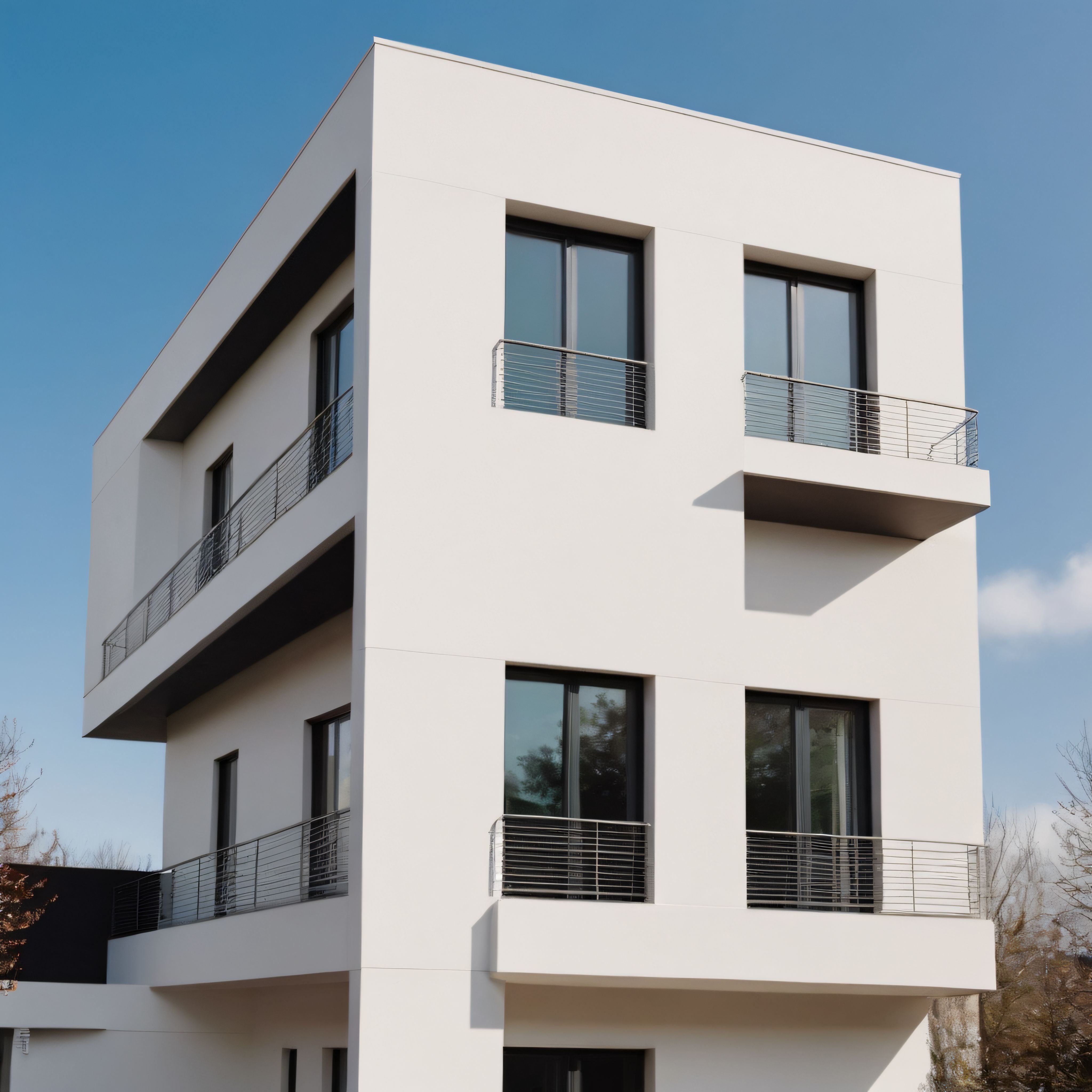 Modern Mimari Anlayışın Temiz Çizgileriyle Tasarlanmış Beyaz Apartman